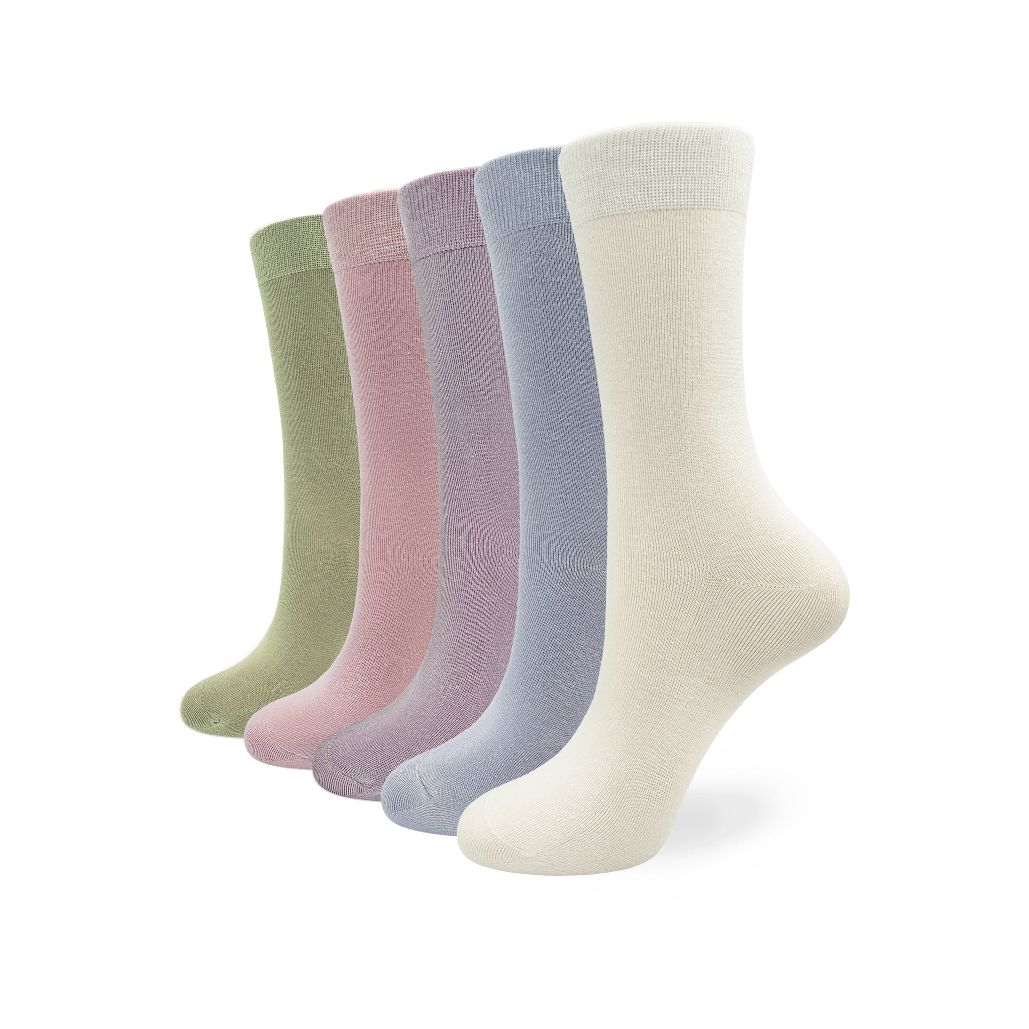 Womens Crew Socks Bamboo Calf sock Casual Dress Flat Seam Solf Lightweight Sock 5 Pairs - Serisimple