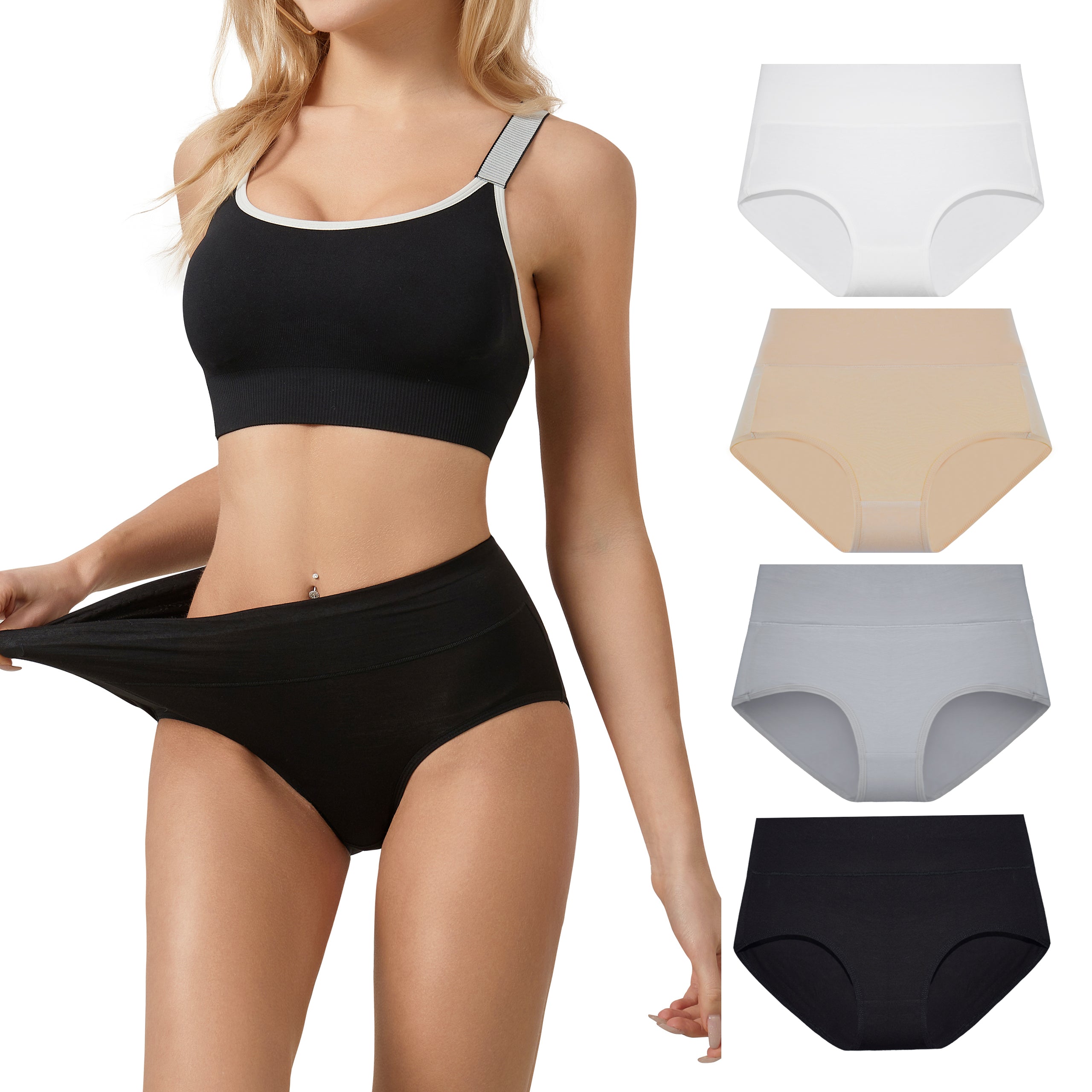 Cotton Whisper Womens Cotton 4-8 Packs Thongs Underwear (X-Small