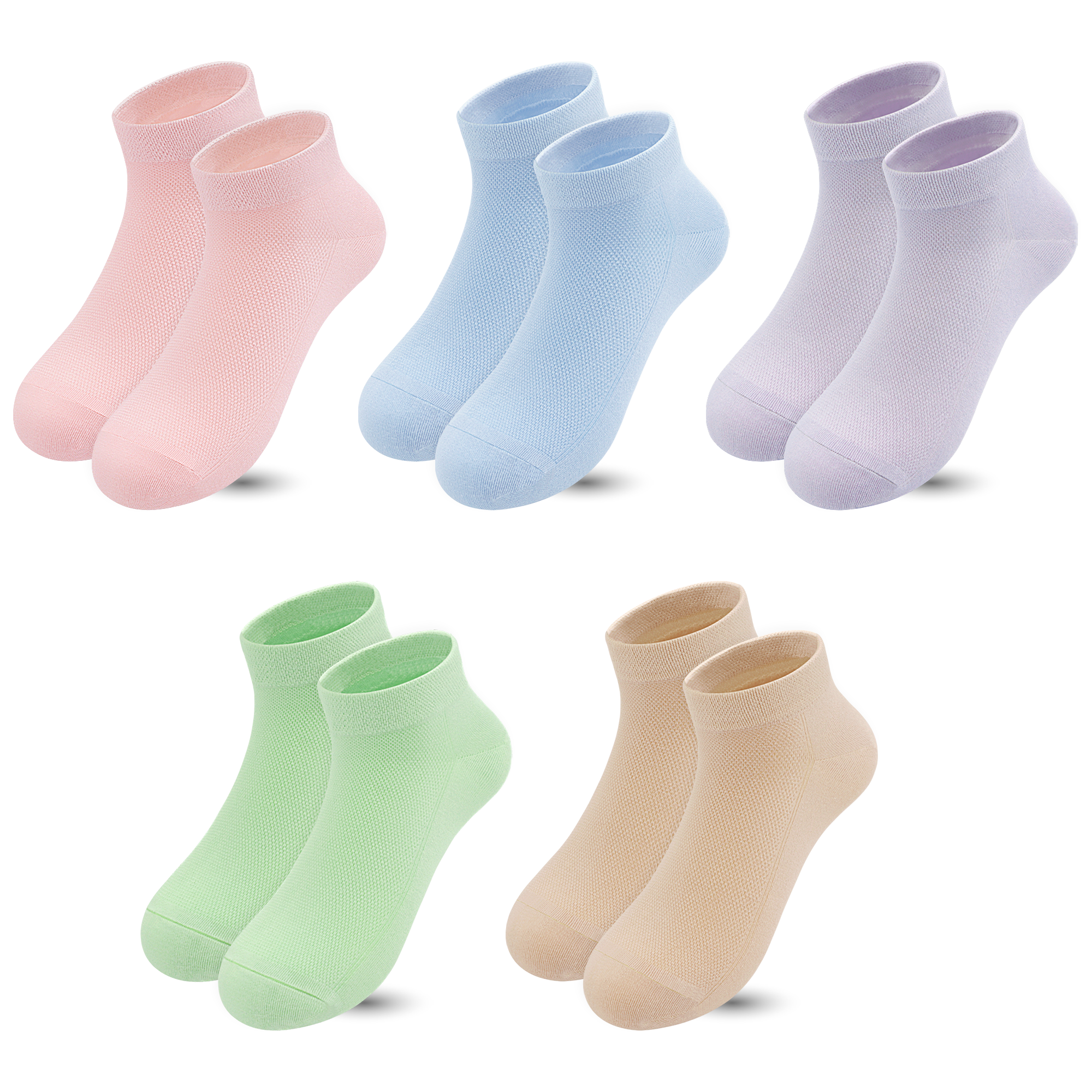 Bamboo Mesh Kids Low Cut Socks Unisex Child Ankle Non Slip Breathable Boy Girl 5 Pairs