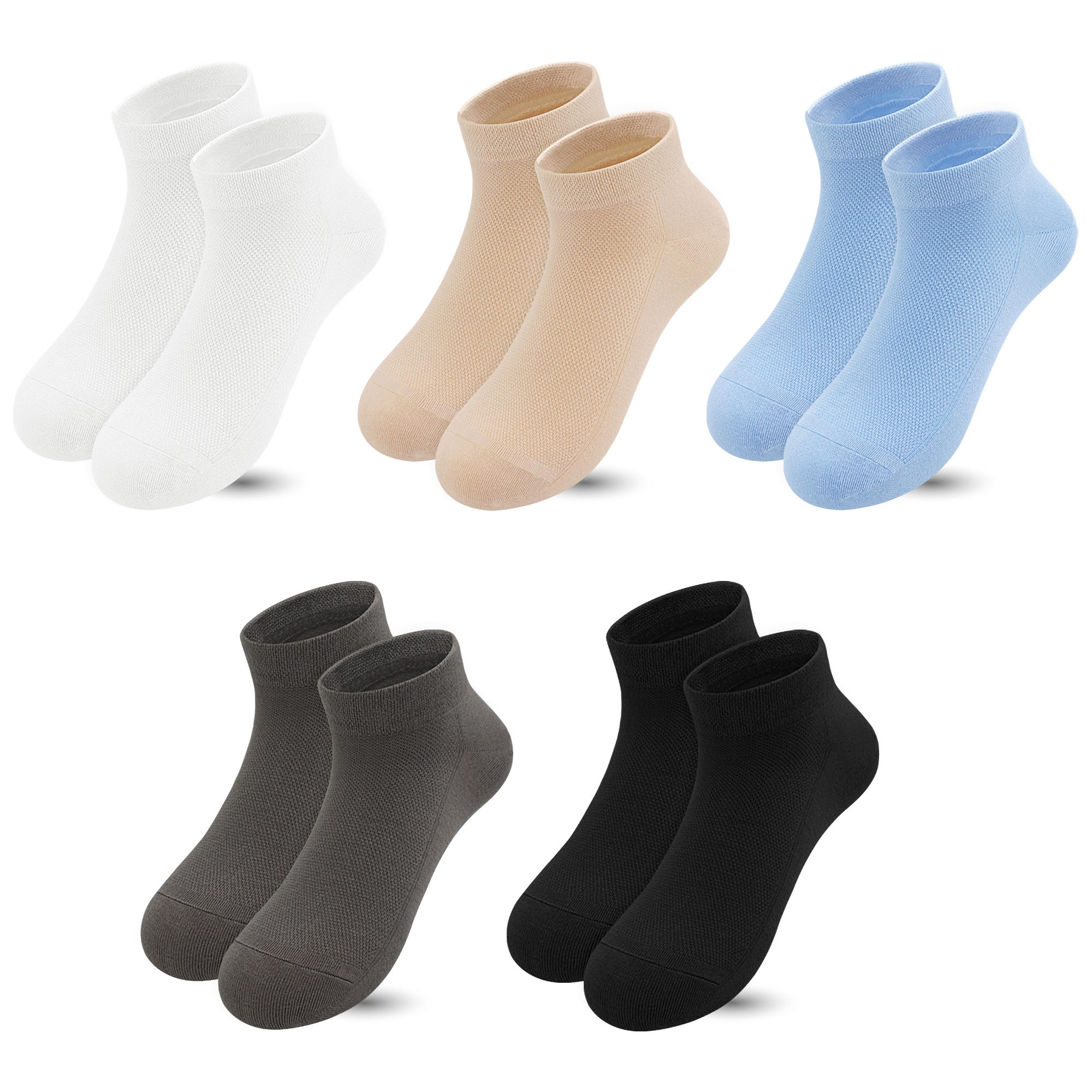 Bamboo Mesh Kids Low Cut Socks Unisex Child Ankle Non Slip Breathable Boy Girl 5 Pairs