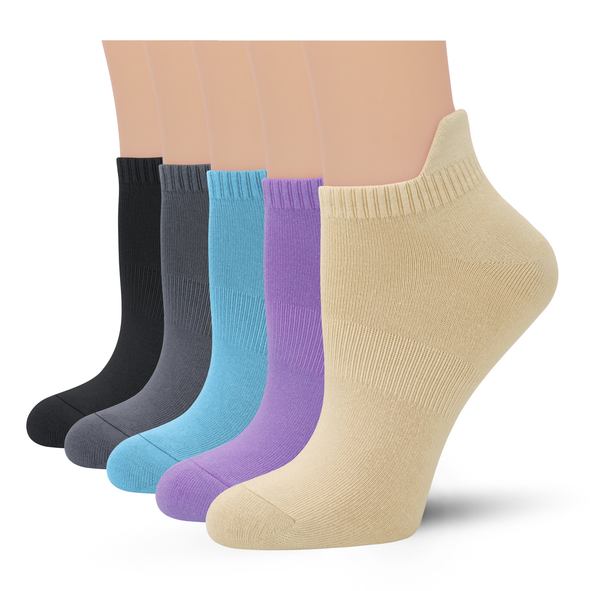Viscose Bamboo No Show Sock Women Ankle Thin Low Cut Socks Arch Support Breathable Athletic Sock 5 Pairs