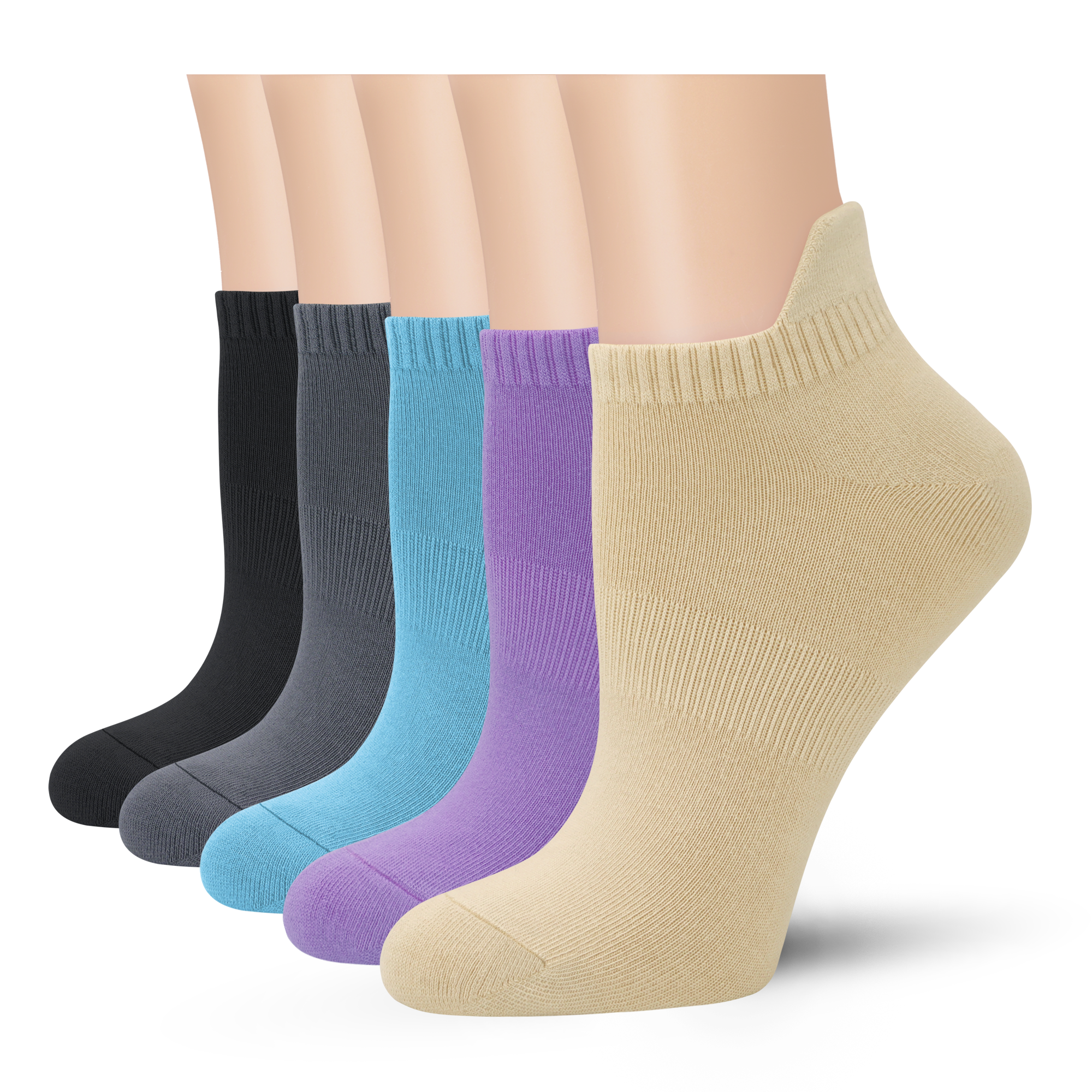 Viscose Bamboo No Show Sock Women Ankle Thin Low Cut Socks Arch Support Breathable Athletic Sock 5 Pairs