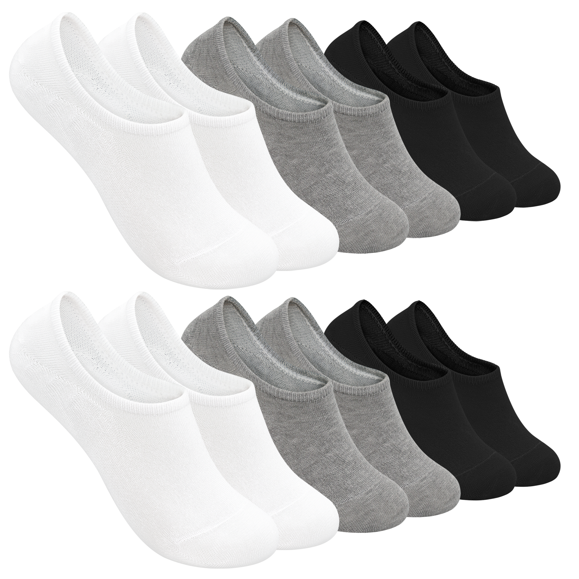 Low Cut Thin Womens Viscose Bamboo Socks No Show Invisible Non Slip with Grips Lightweight Liner Flats 6 Pairs