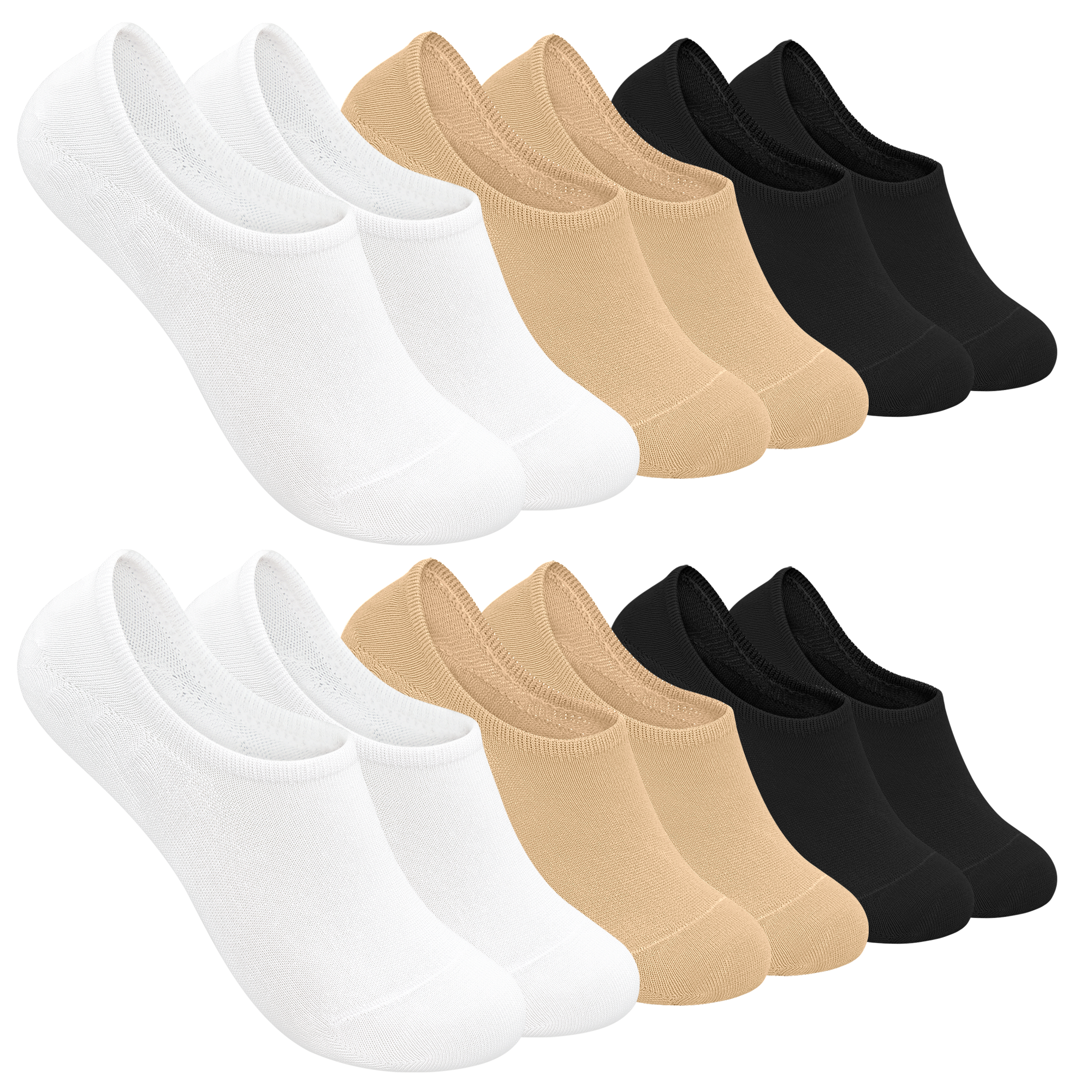 Low Cut Thin Womens Viscose Bamboo Socks No Show Invisible Non Slip with Grips Lightweight Liner Flats 6 Pairs