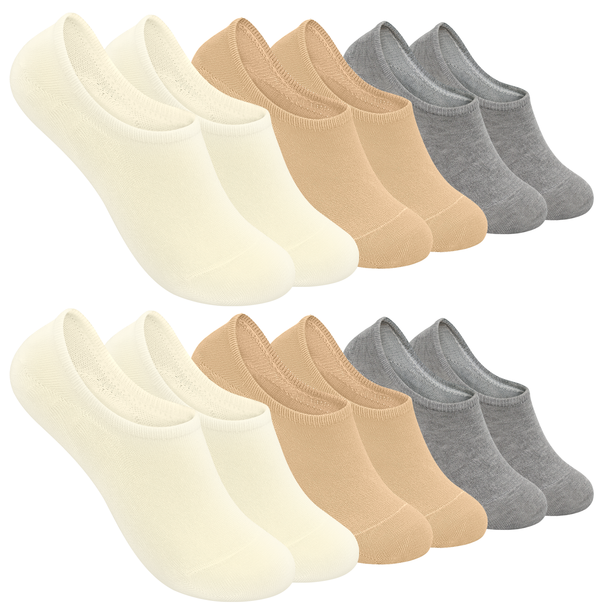 Low Cut Thin Womens Viscose Bamboo Socks No Show Invisible Non Slip with Grips Lightweight Liner Flats 6 Pairs