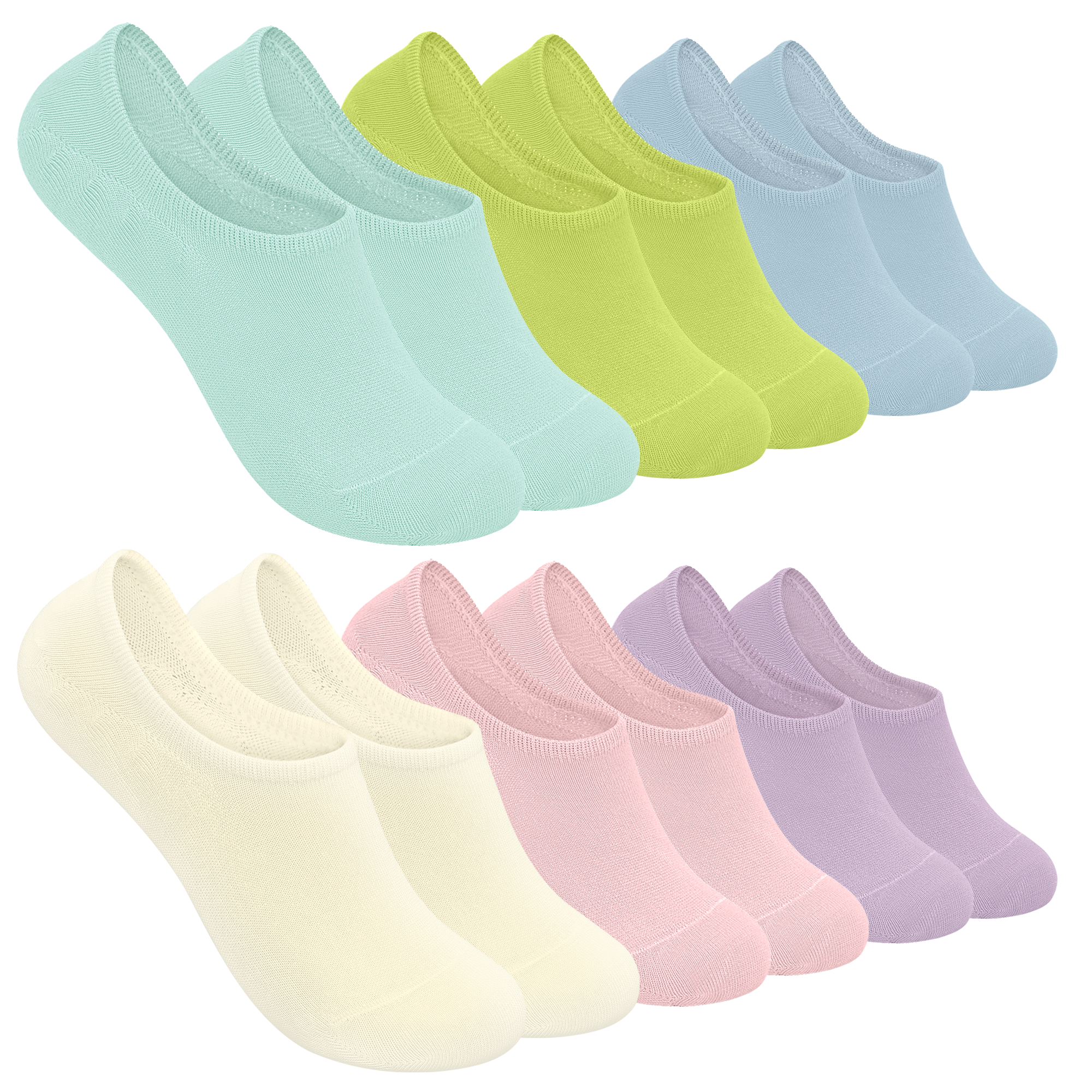 Low Cut Thin Womens Viscose Bamboo Socks No Show Invisible Non Slip with Grips Lightweight Liner Flats 6 Pairs