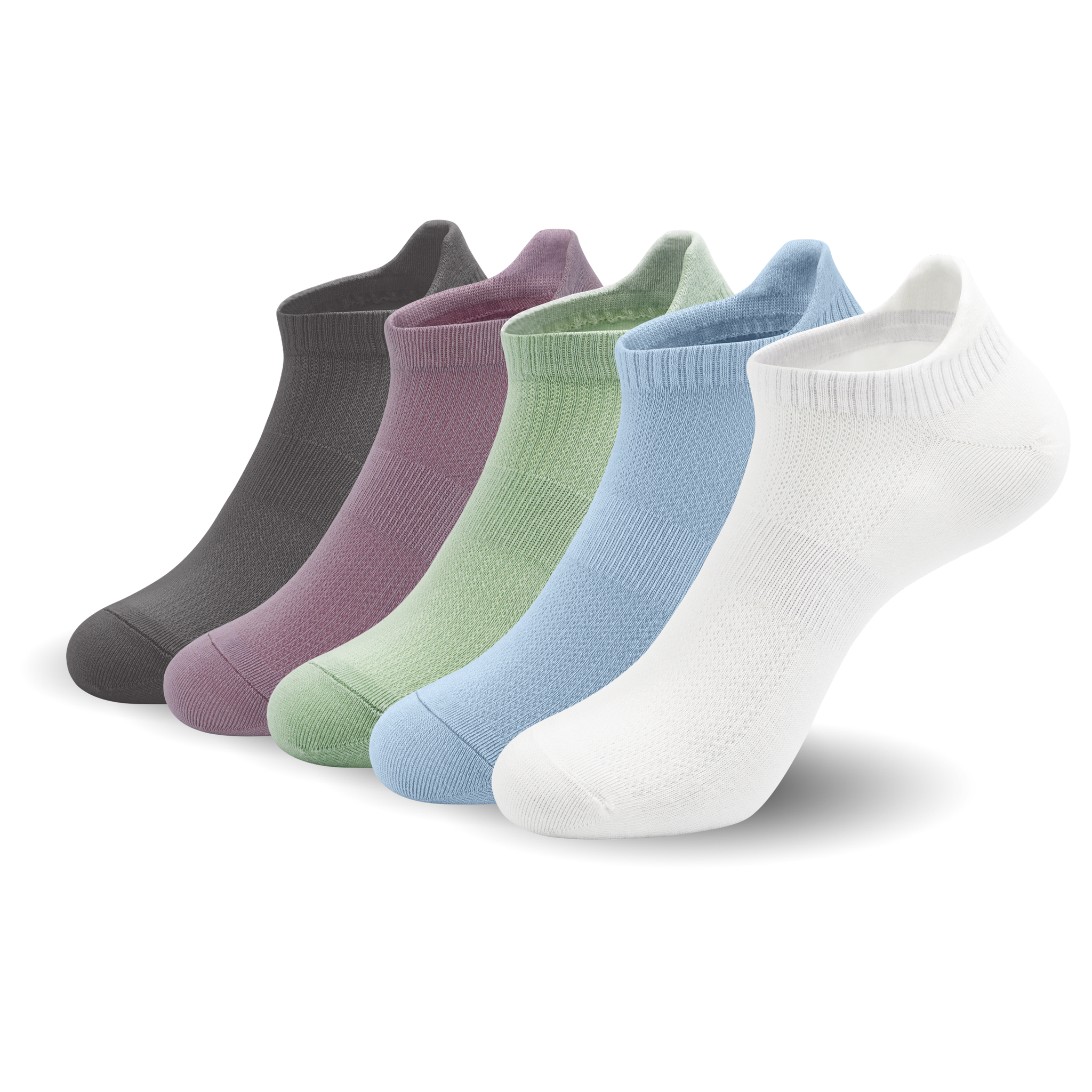 Women Ultra Thin Socks Bamboo Low Cut No Show Ventilating Low Ankle Anti Odor Arch Support Mesh Socks 5 Pairs