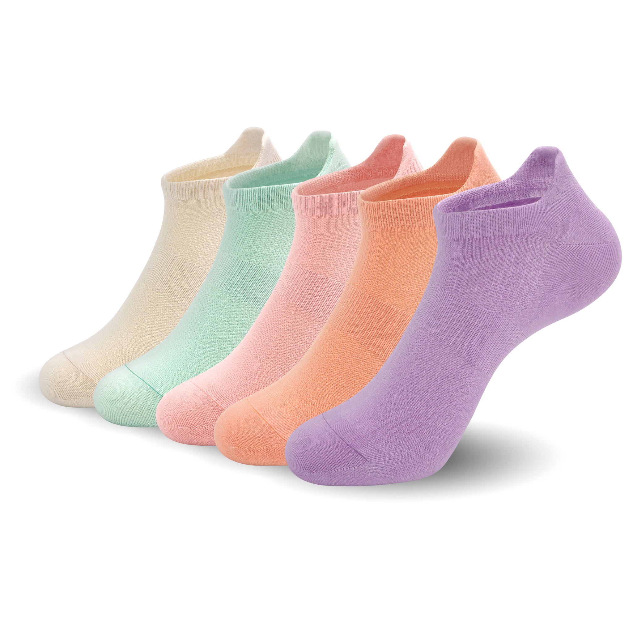 Women Ultra Thin Socks Bamboo Low Cut No Show Ventilating Low Ankle Anti Odor Arch Support Mesh Socks 5 Pairs