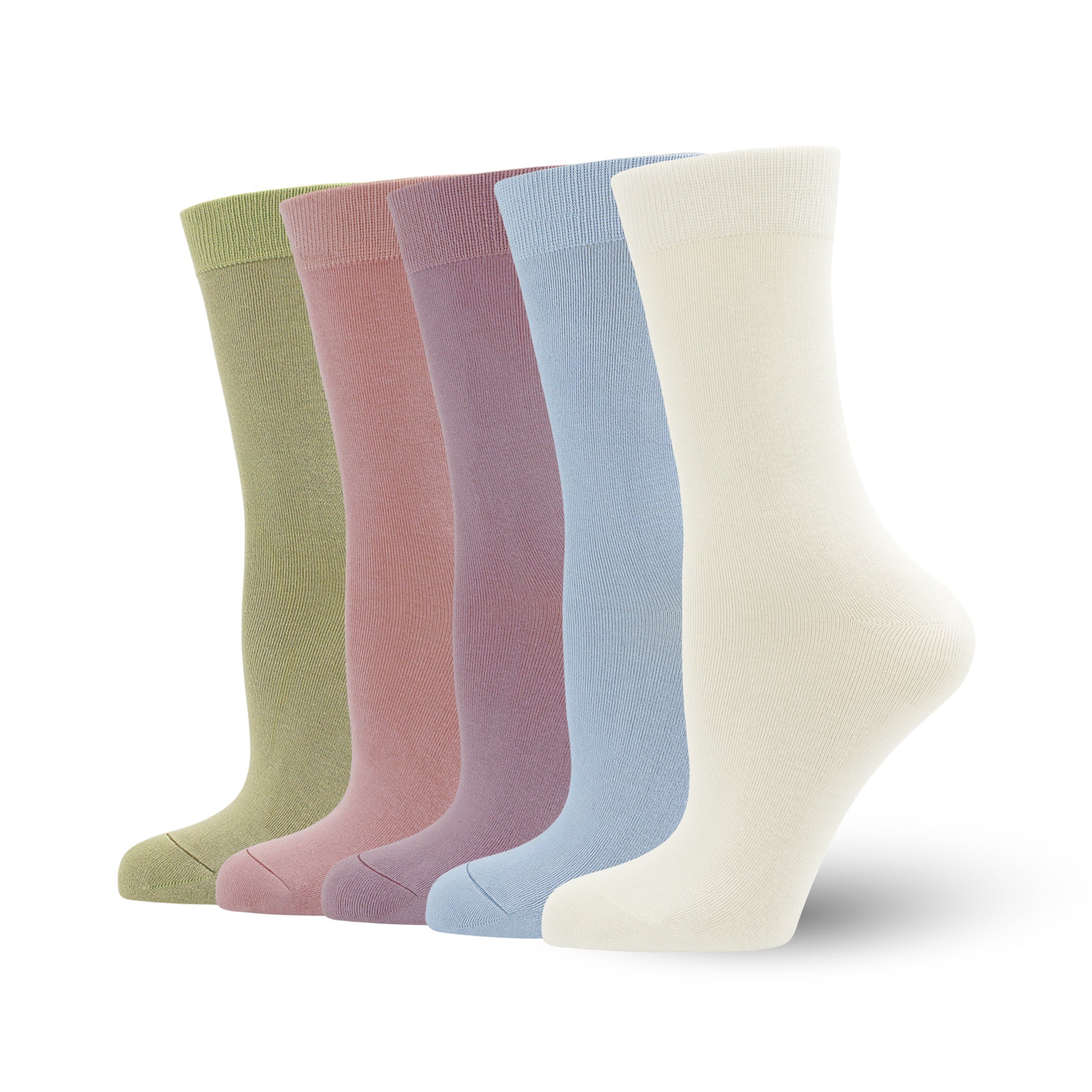 Women's Soft Thin Bamboo Crew Socks, Fit Stretchy Casual, Business, Dress Calf Sock 5 Pairs