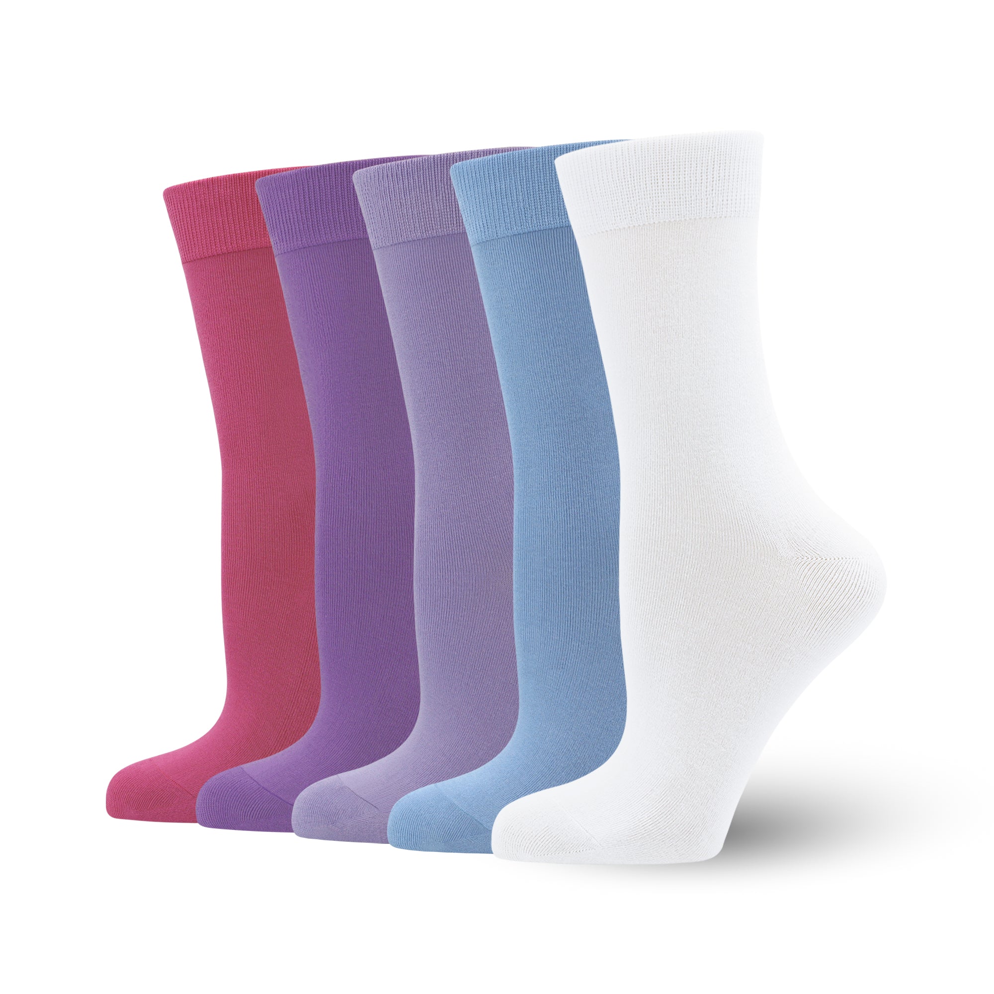 Womens Crew Socks Bamboo Calf sock Casual Dress Flat Seam Solf 5 Pairs Large / Assorted5
