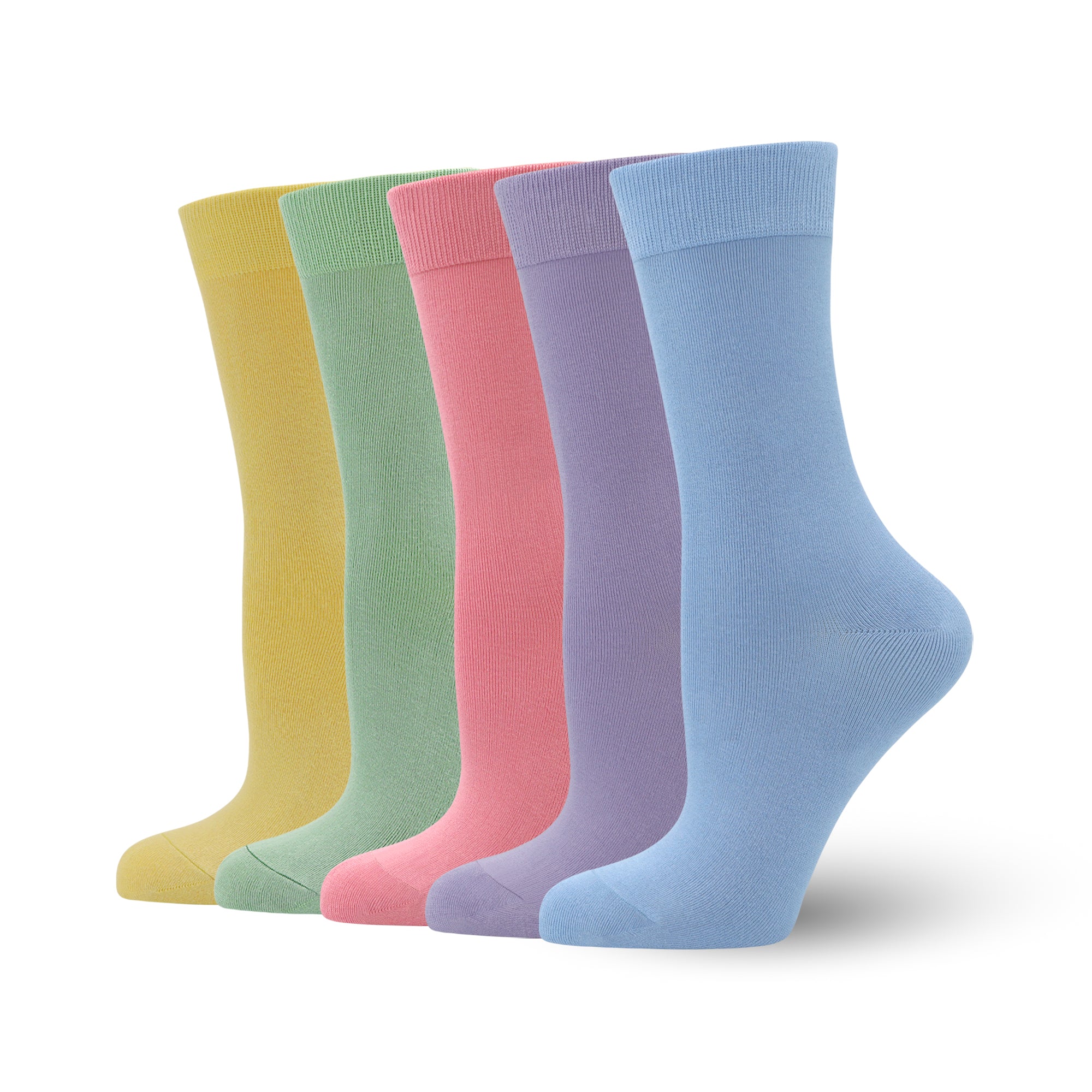 Women's Soft Thin Bamboo Crew Socks, Fit Stretchy Casual, Business, Dress Calf Sock 5 Pairs
