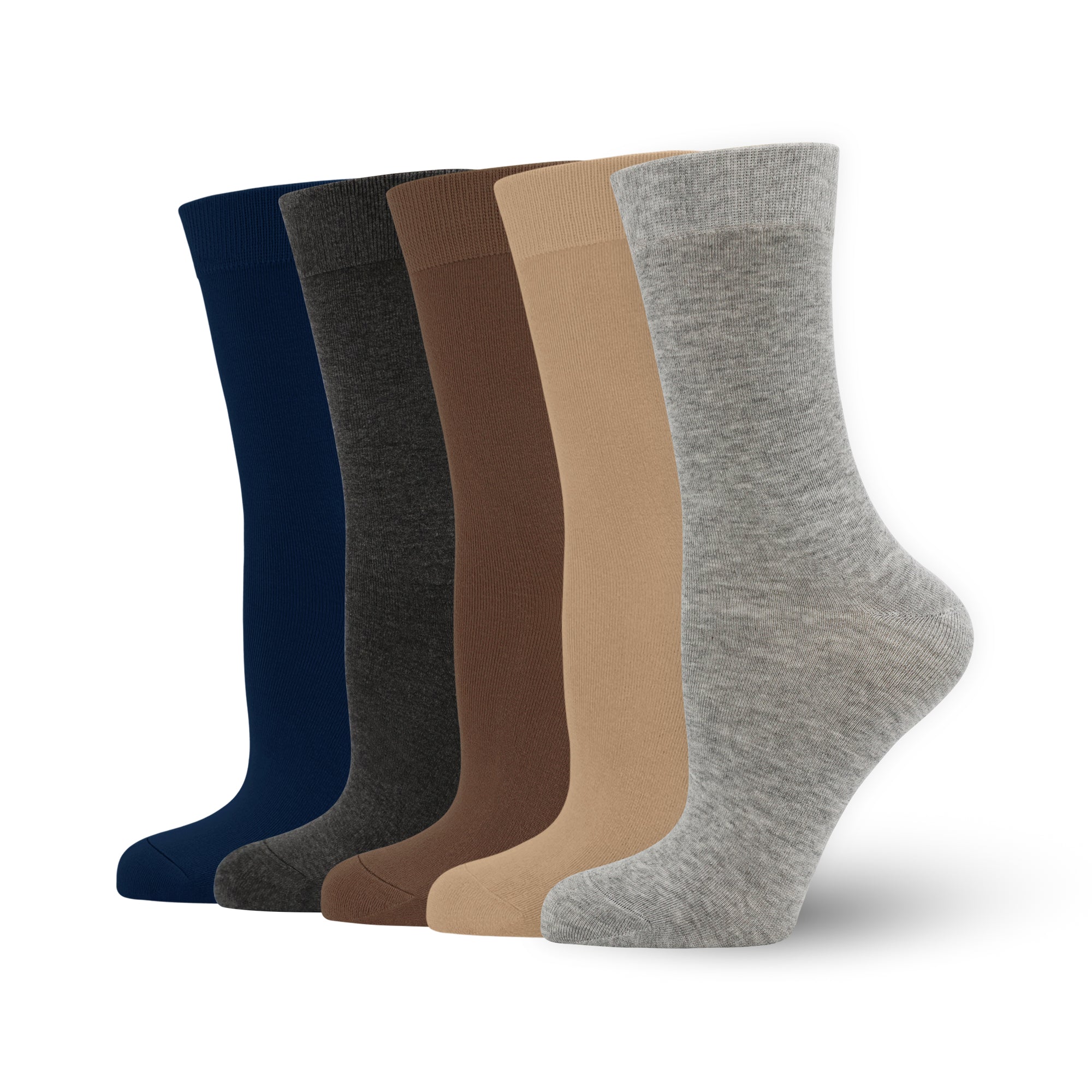 Women's Soft Thin Bamboo Crew Socks, Fit Stretchy Casual, Business, Dress Calf Sock 5 Pairs