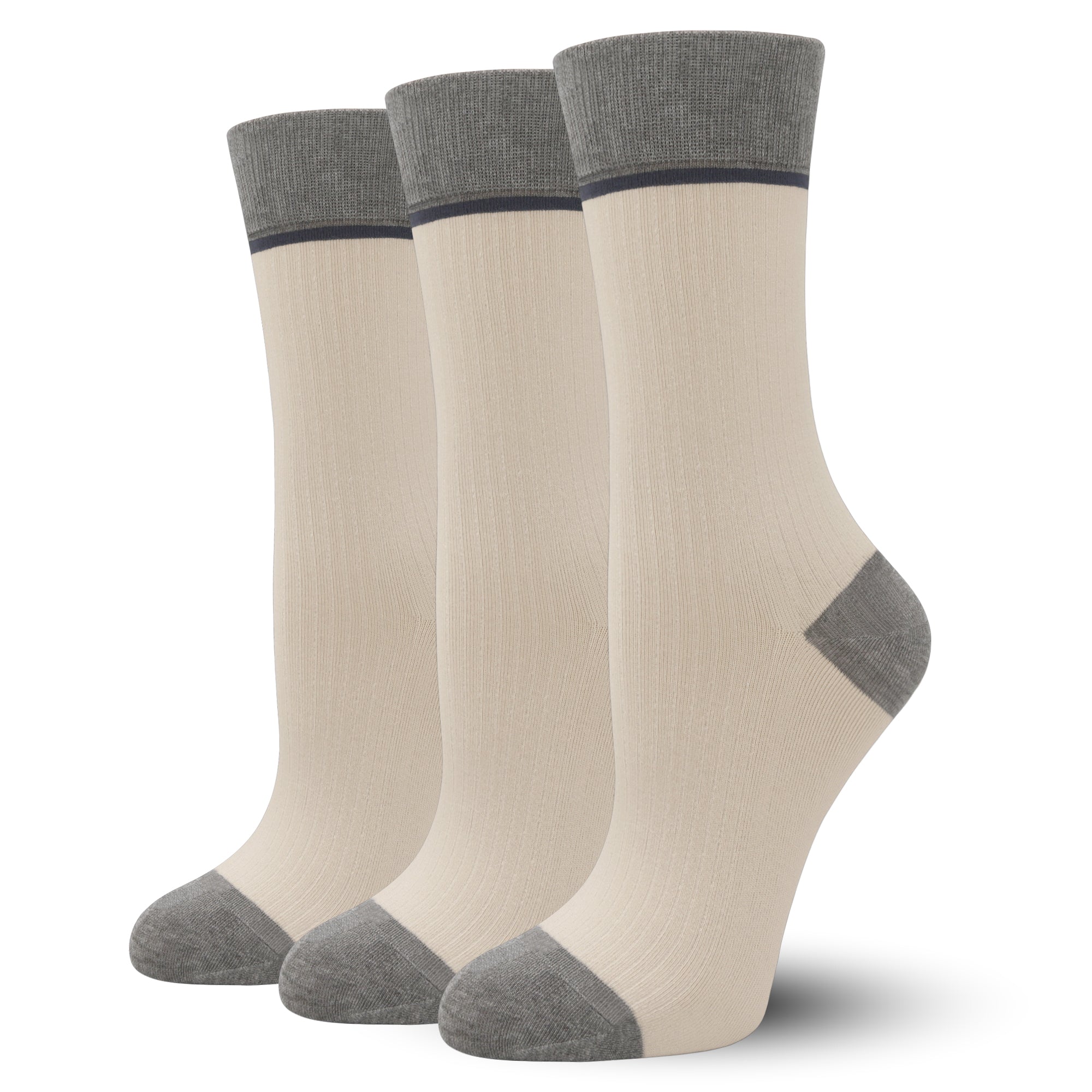 Viscose Bamboo Womens Crew Socks Dress Chic Colorblock Striped Design Retro Colorful Soft Comfort, Stylish 3 Pairs