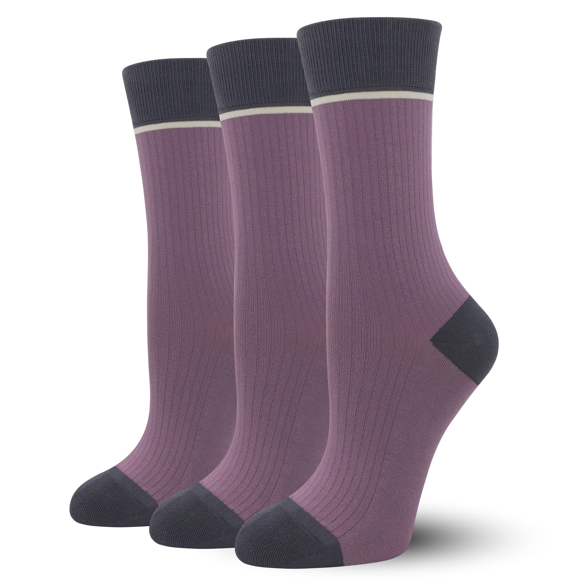 Viscose Bamboo Womens Crew Socks Dress Chic Colorblock Striped Design Retro Colorful Soft Comfort, Stylish 3 Pairs