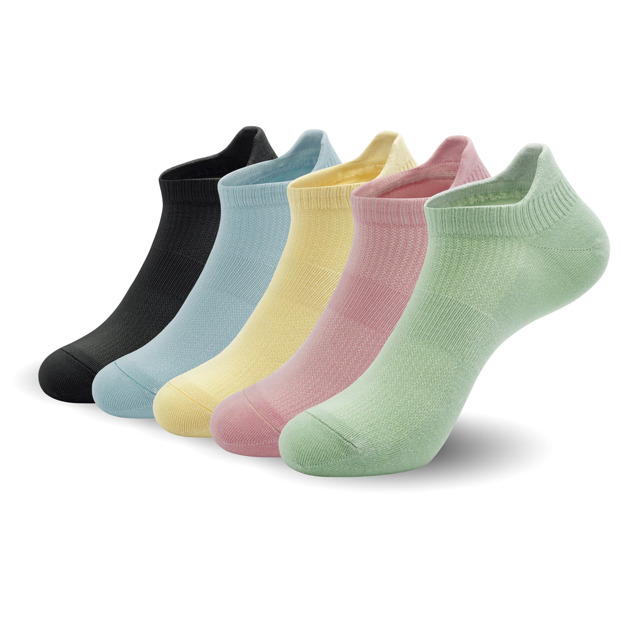 Women Ultra Thin Socks Bamboo Low Cut No Show Ventilating Low Ankle Anti Odor Arch Support Mesh Socks 5 Pairs