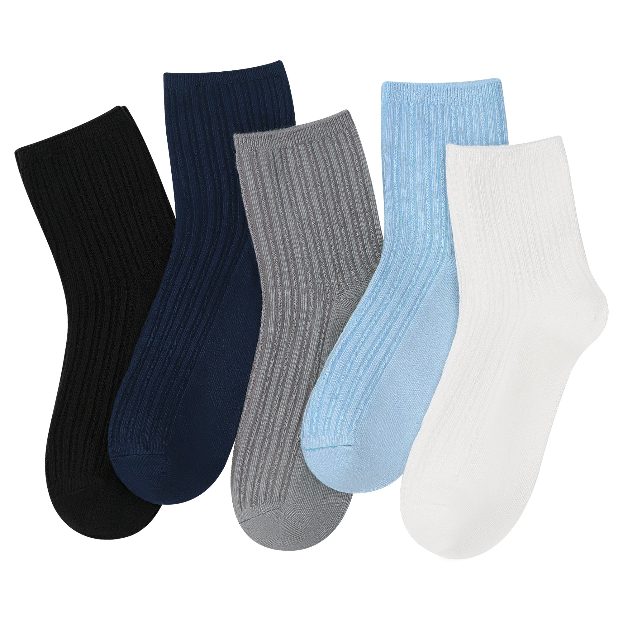 Bamboo Stretch Kids Ankle Sochool Kids Crew Socks Breathable Boy Girl 5 Pairs