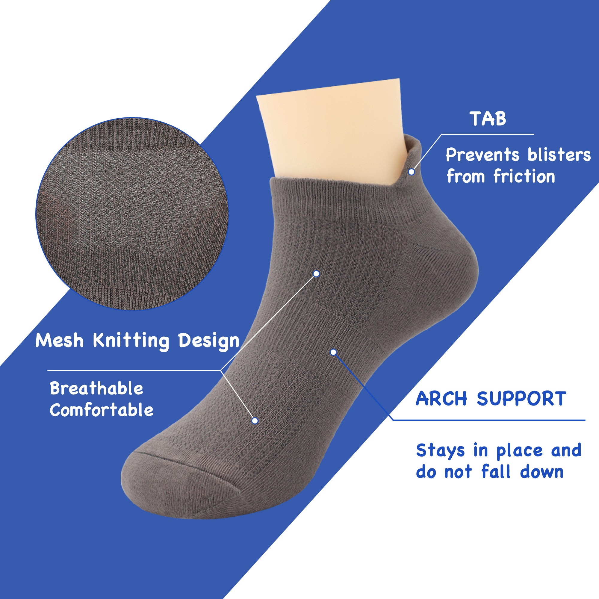 Ultra-Soft Viscose Bamboo Kids No-Show Socks Ankle Thin Comfortable Low Cut Socks for Boys&Girls Non Slip 5 Pairs