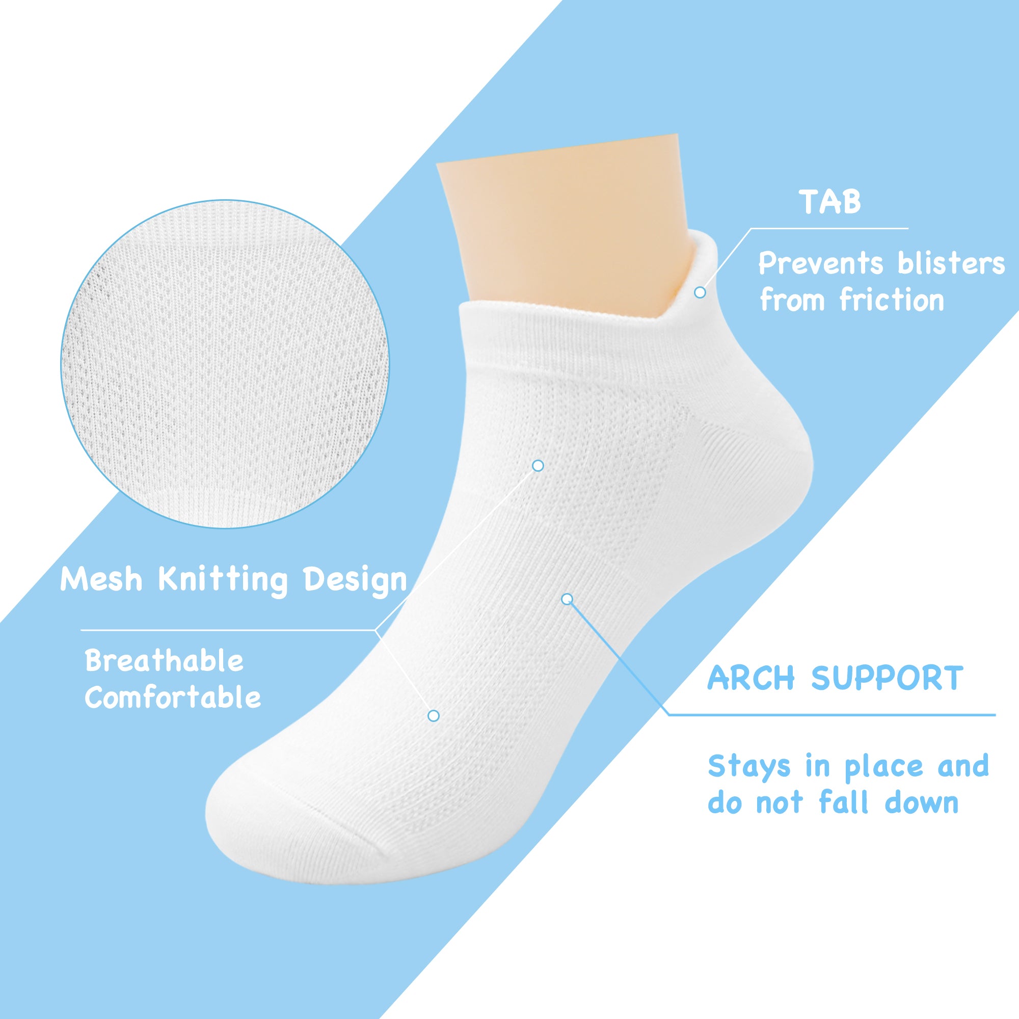 Ultra-Soft Viscose Bamboo Kids No-Show Socks Ankle Thin Comfortable Low Cut Socks for Boys&Girls Non Slip 5 Pairs