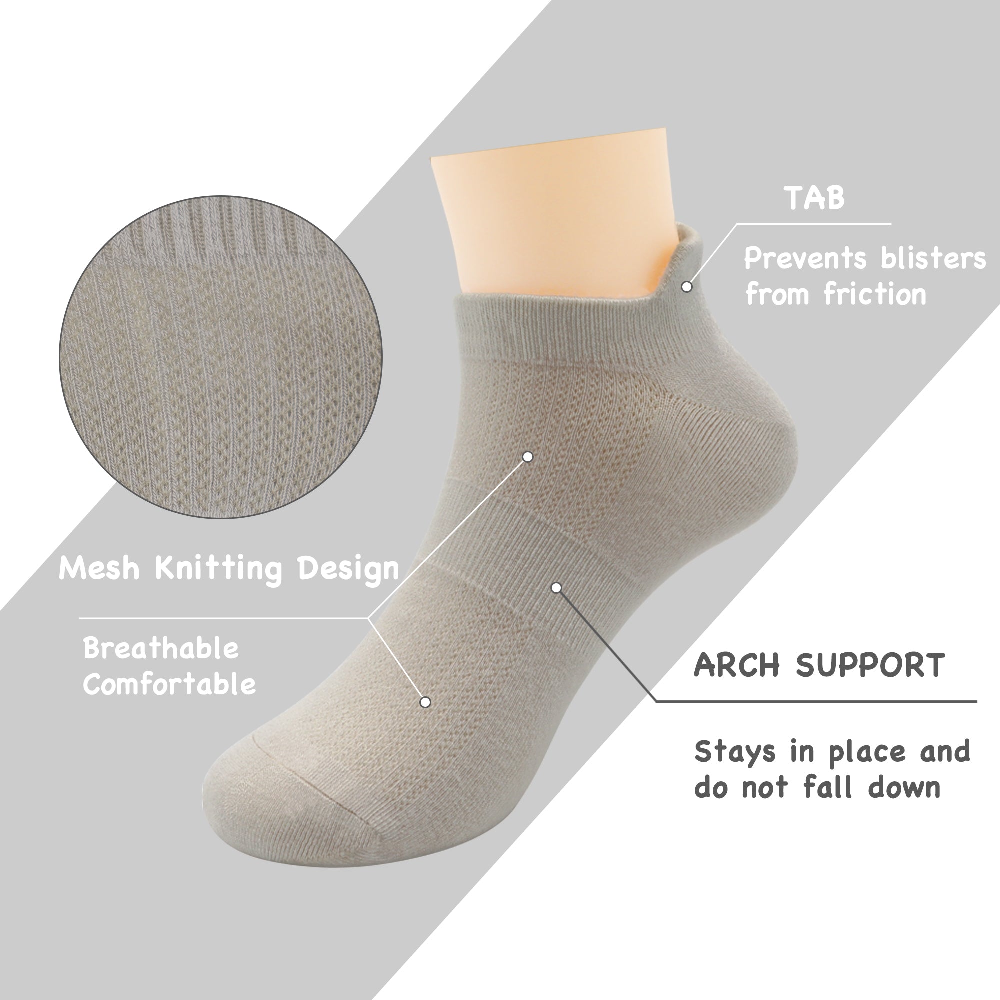 Ultra-Soft Viscose Bamboo Kids No-Show Socks Ankle Thin Comfortable Low Cut Socks for Boys&Girls Non Slip 5 Pairs