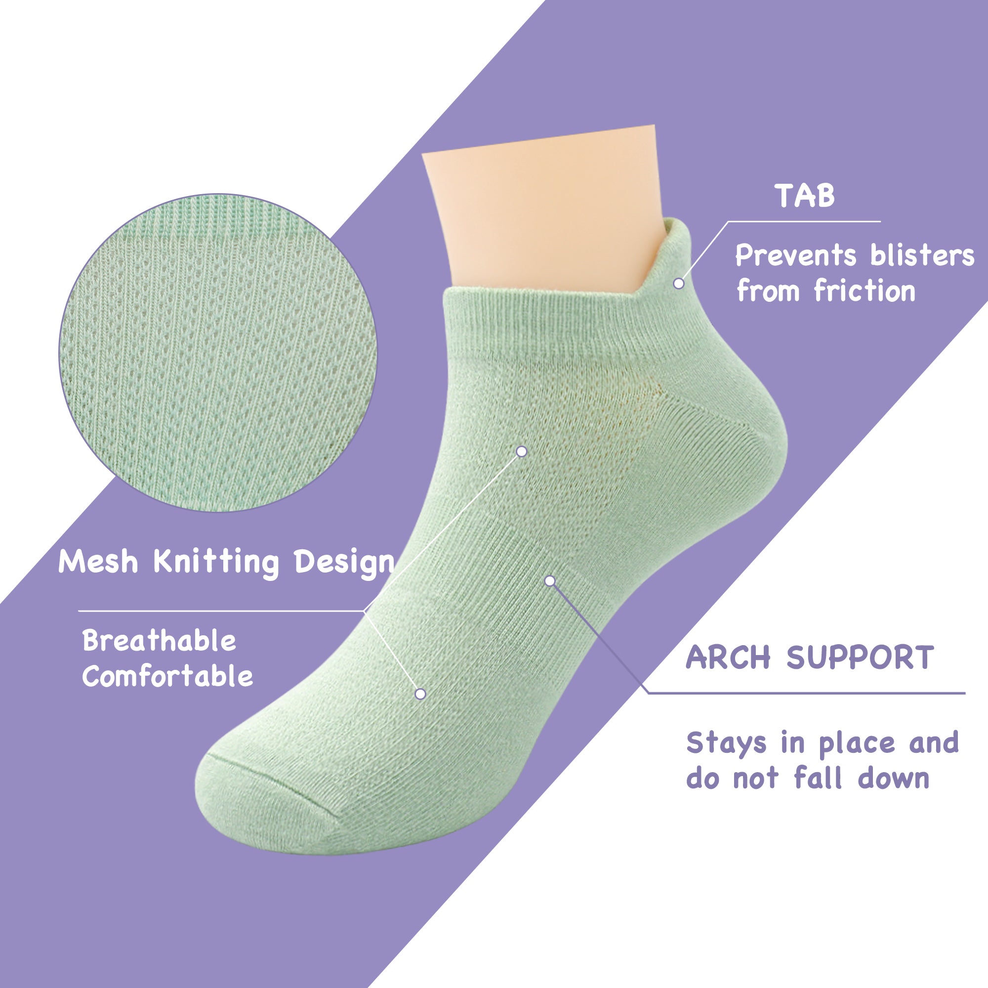 Ultra-Soft Viscose Bamboo Kids No-Show Socks Ankle Thin Comfortable Low Cut Socks for Boys&Girls Non Slip 5 Pairs
