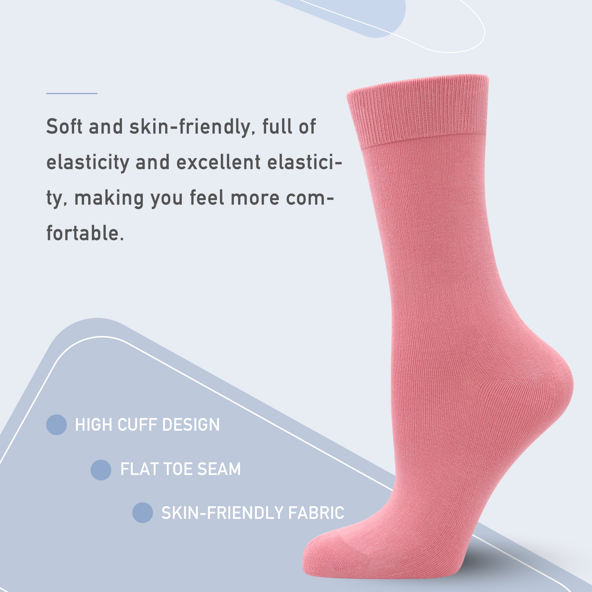 Women's Soft Thin Bamboo Crew Socks, Fit Stretchy Casual, Business, Dress Calf Sock 5 Pairs