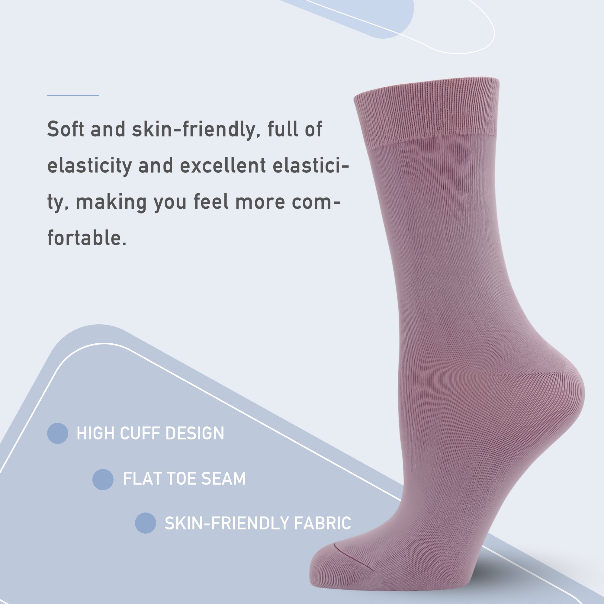 Women's Soft Thin Bamboo Crew Socks, Fit Stretchy Casual, Business, Dress Calf Sock 5 Pairs