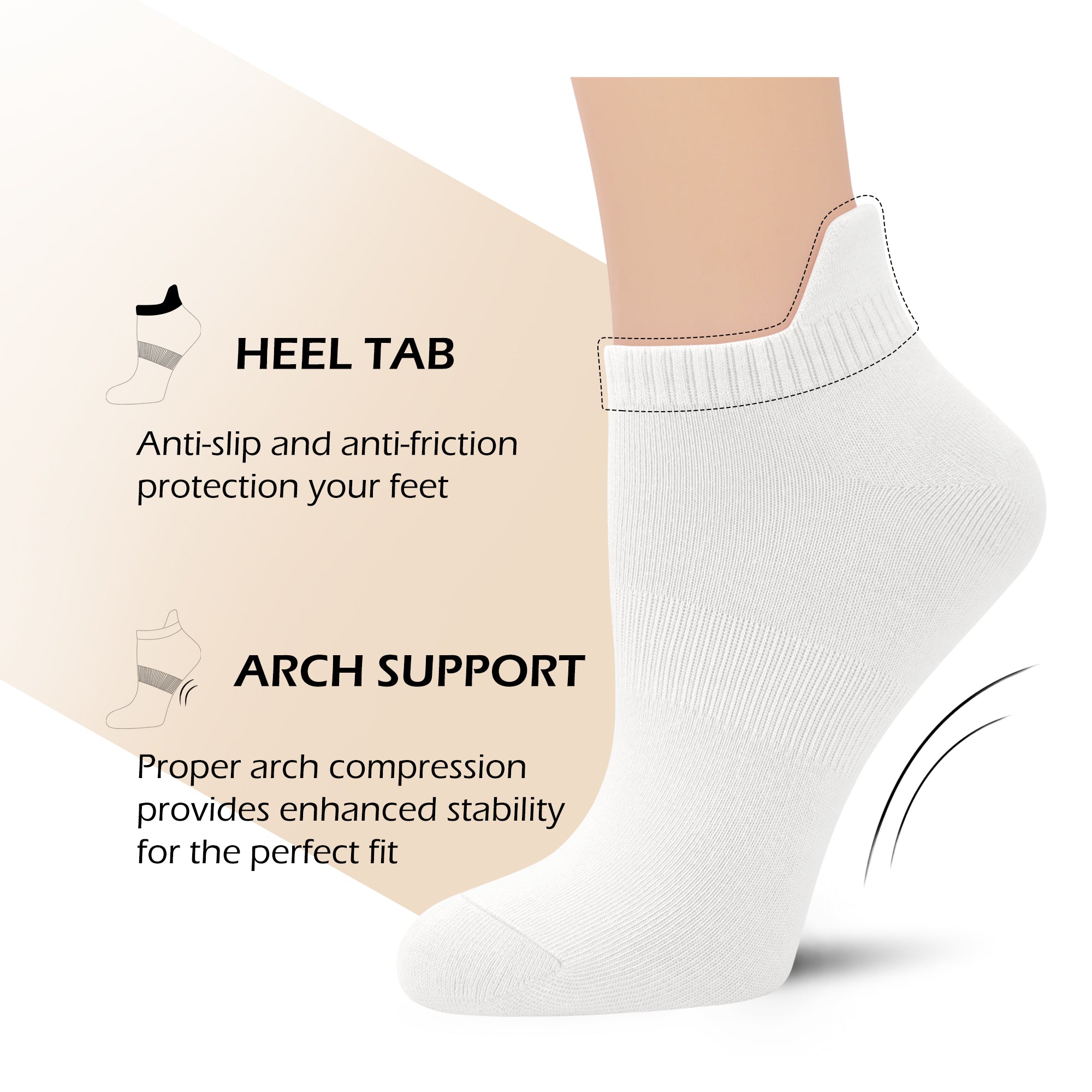 Viscose Bamboo No Show Sock Women Ankle Thin Low Cut Socks Arch Support Breathable Athletic Sock 5 Pairs