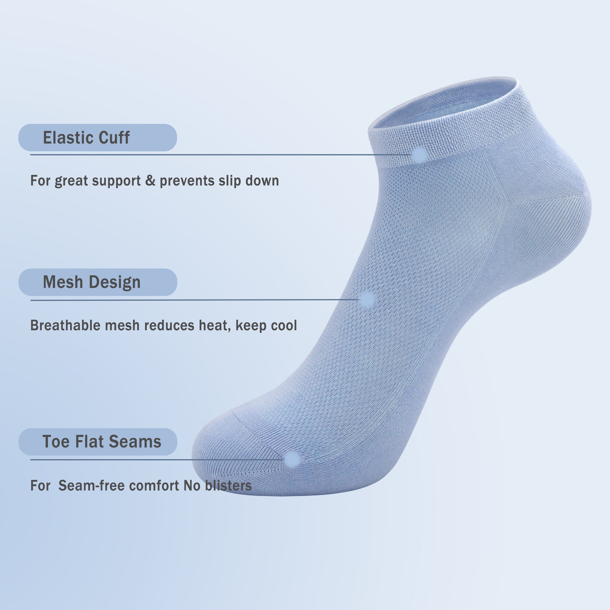 Women Mesh Ankle Socks Bamboo Summer Cool Socks Soft Ultra Thin Low Cut Sock 5 Pairs,4-8/9-11