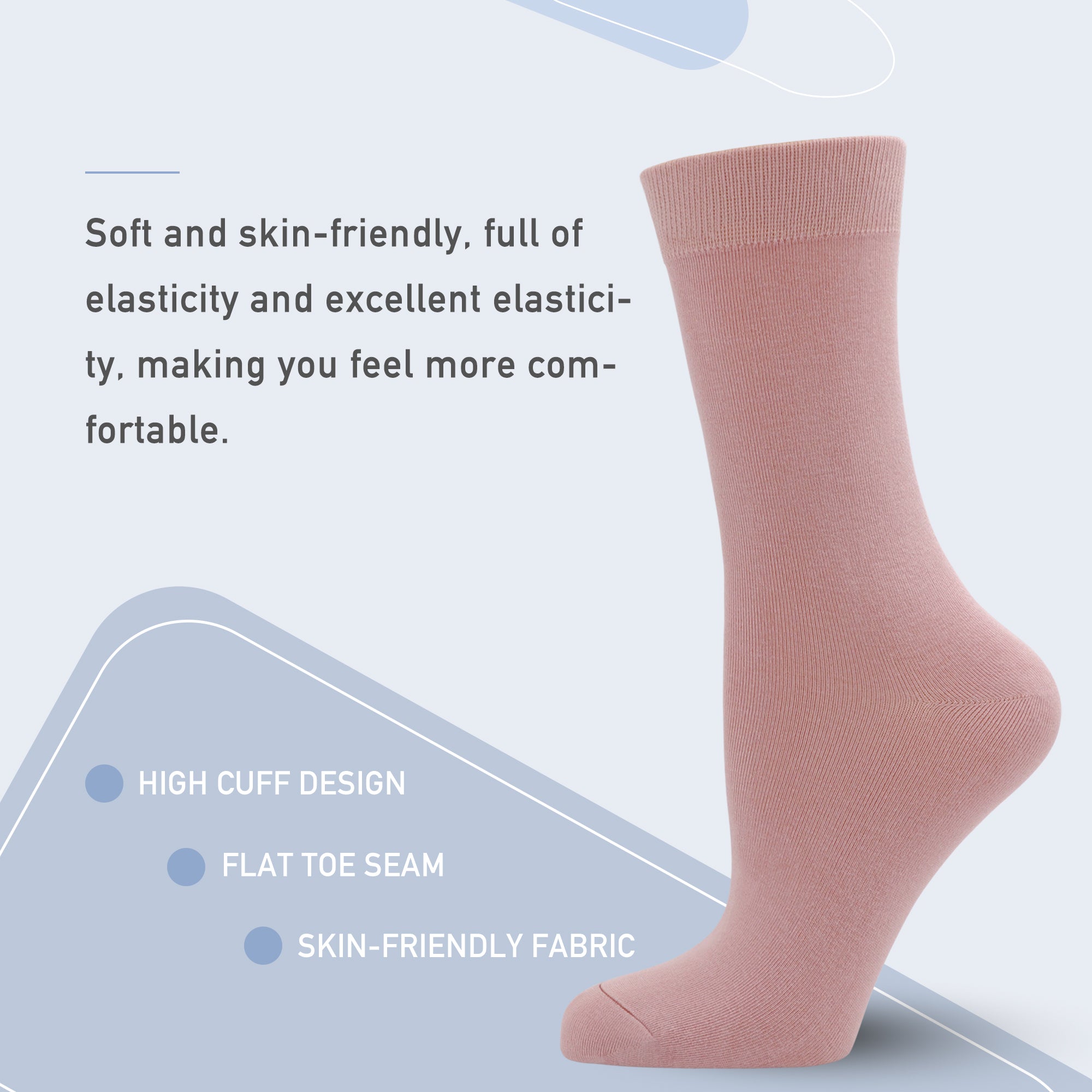 Women's Soft Thin Bamboo Crew Socks, Fit Stretchy Casual, Business, Dress Calf Sock 5 Pairs