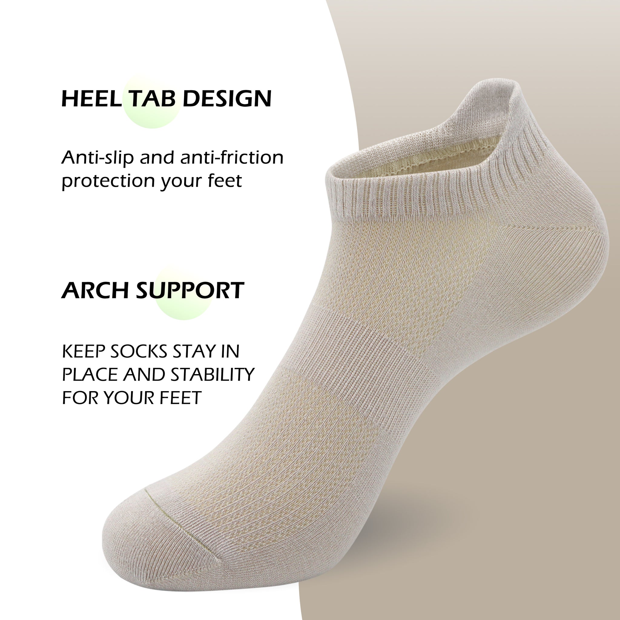 Women Ultra Thin Socks Bamboo Low Cut No Show Ventilating Low Ankle Anti Odor Arch Support Mesh Socks 5 Pairs