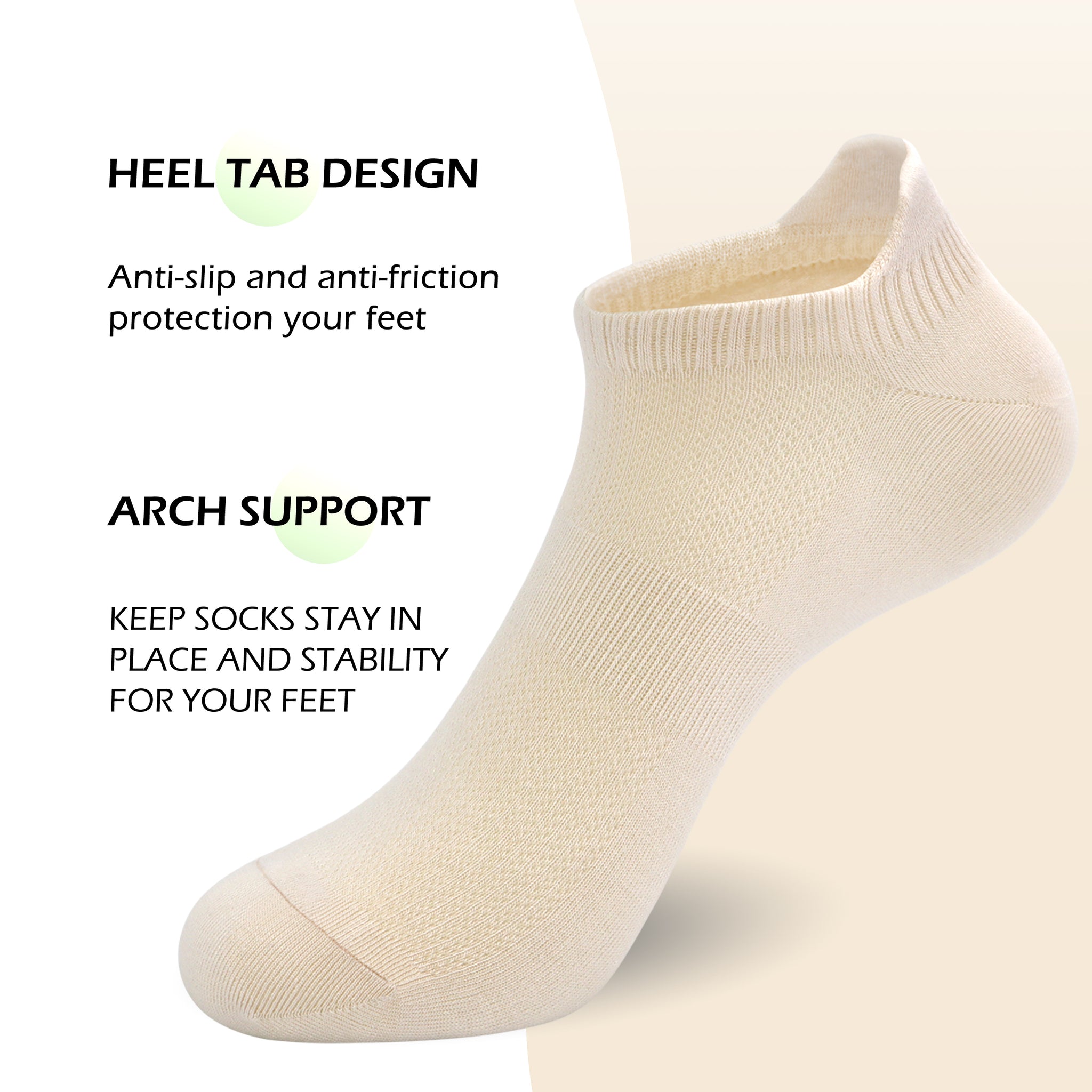 Women Ultra Thin Socks Bamboo Low Cut No Show Ventilating Low Ankle Anti Odor Arch Support Mesh Socks 5 Pairs