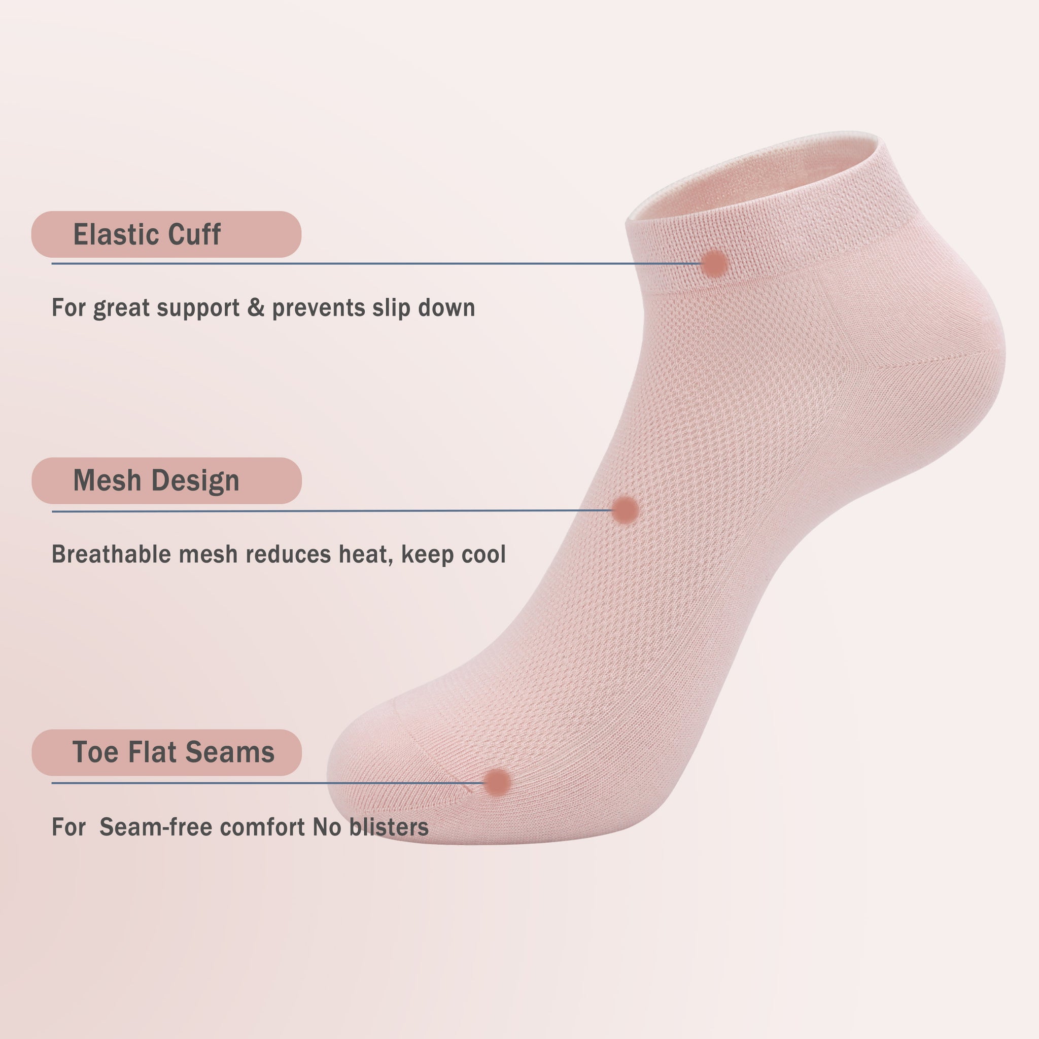 Women Mesh Ankle Socks Bamboo Summer Cool Socks Soft Ultra Thin Low Cut Sock 5 Pairs,4-8/9-11