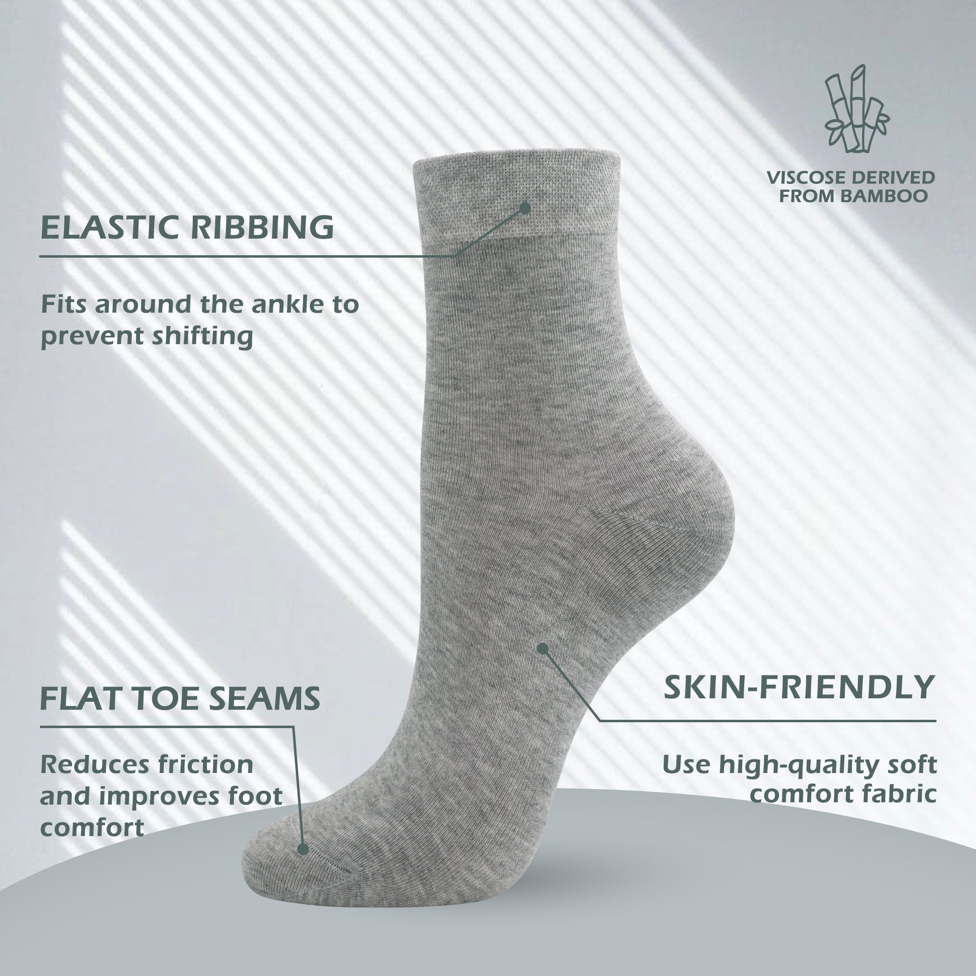 SERISIMPLE Women Ankle Socks Bamboo Crew Thin Ankle Height Boot Lightweight Color Anti Odor Soft Breathable Sock 5 Pairs