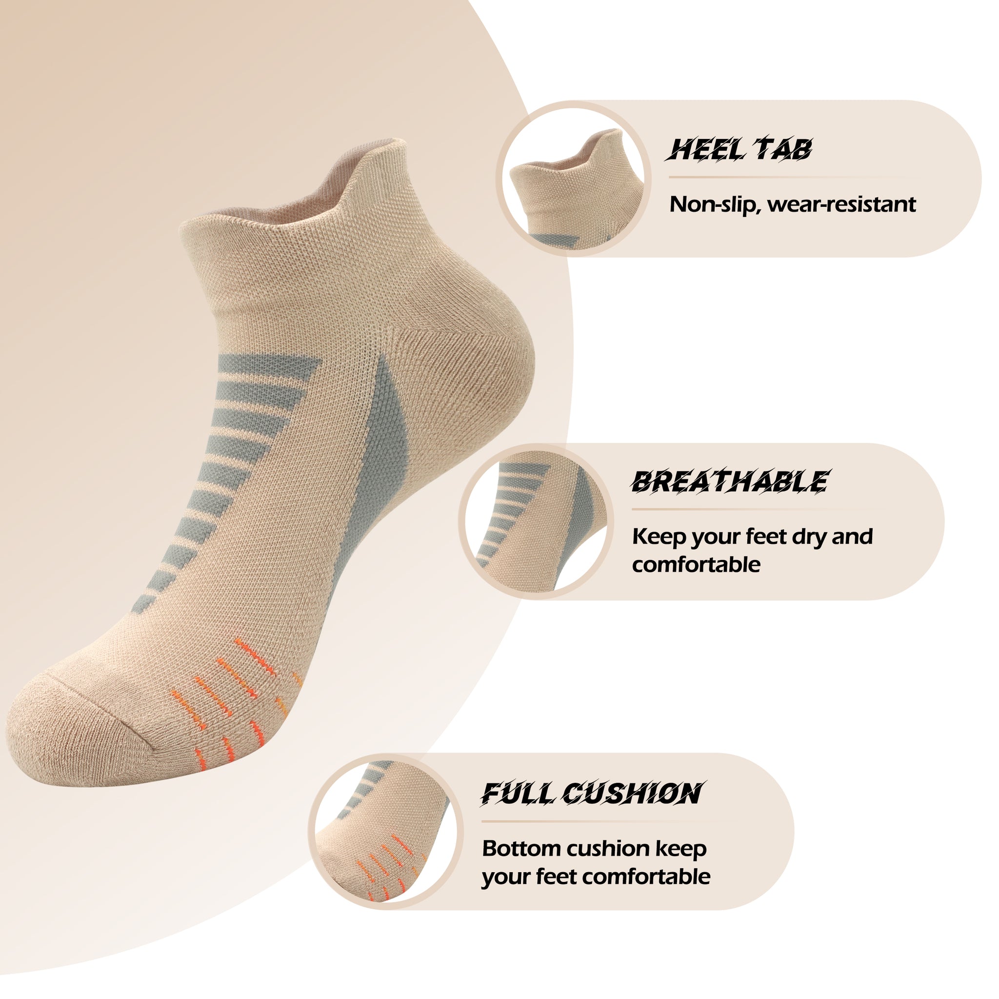 SERISIMPLE Low Cut Performance Cotton Bamboo Socks Padding Athletic Cushion Compression Wicking Running Men Women 3 Pairs