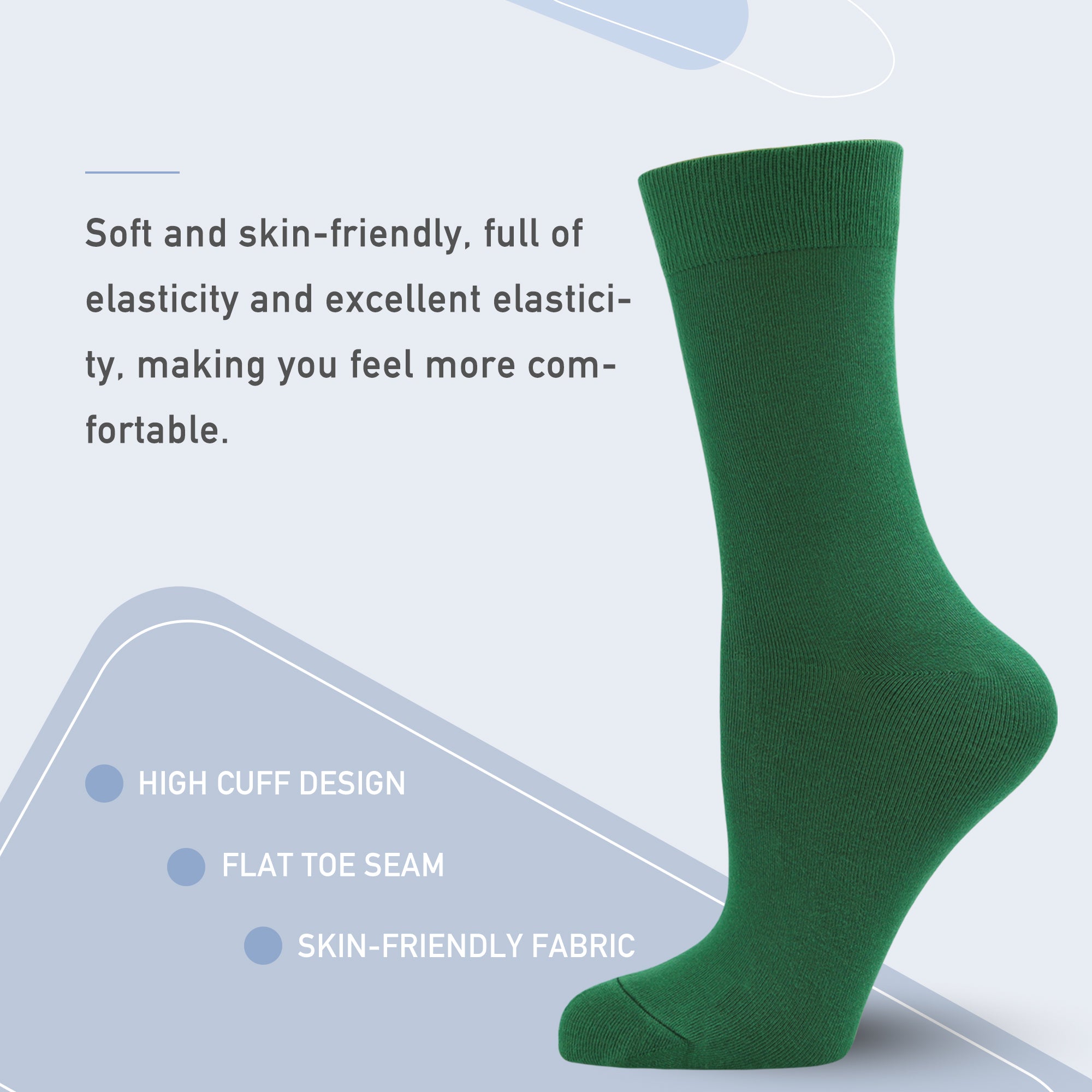 Women's Soft Thin Bamboo Crew Socks, Fit Stretchy Casual, Business, Dress Calf Sock 5 Pairs