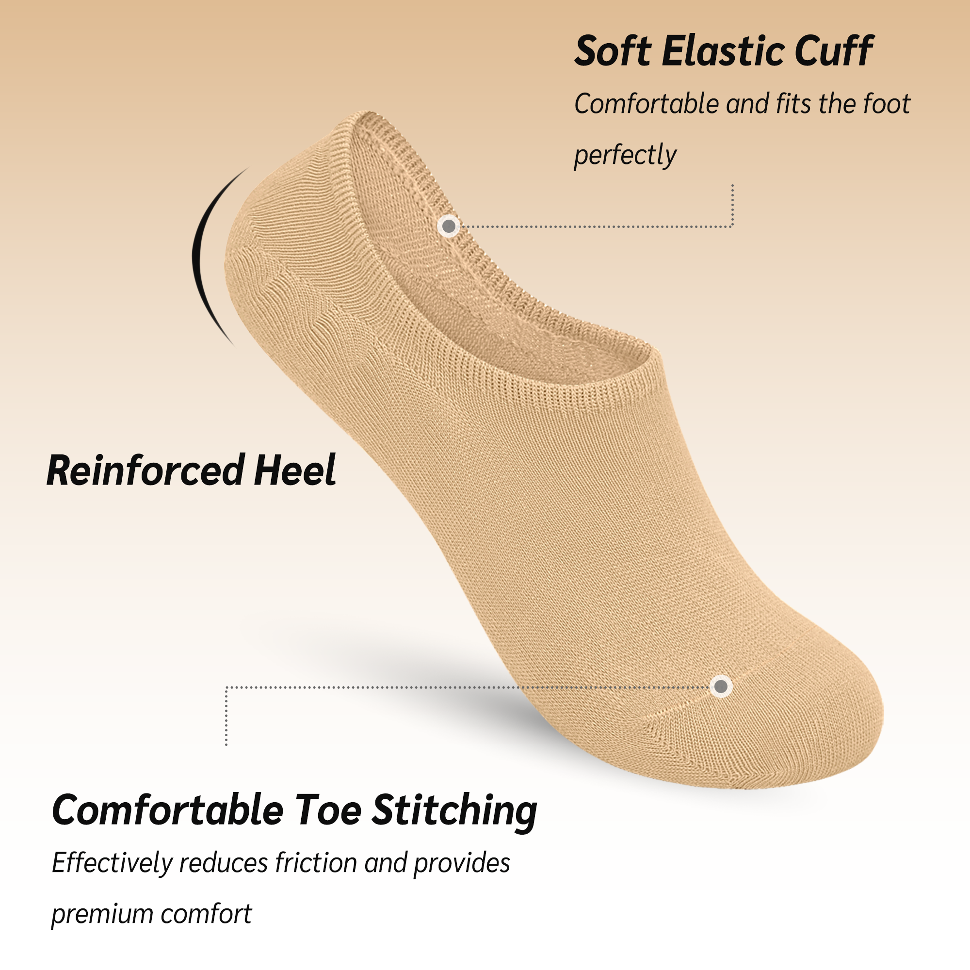 Low Cut Thin Womens Viscose Bamboo Socks No Show Invisible Non Slip with Grips Lightweight Liner Flats 6 Pairs