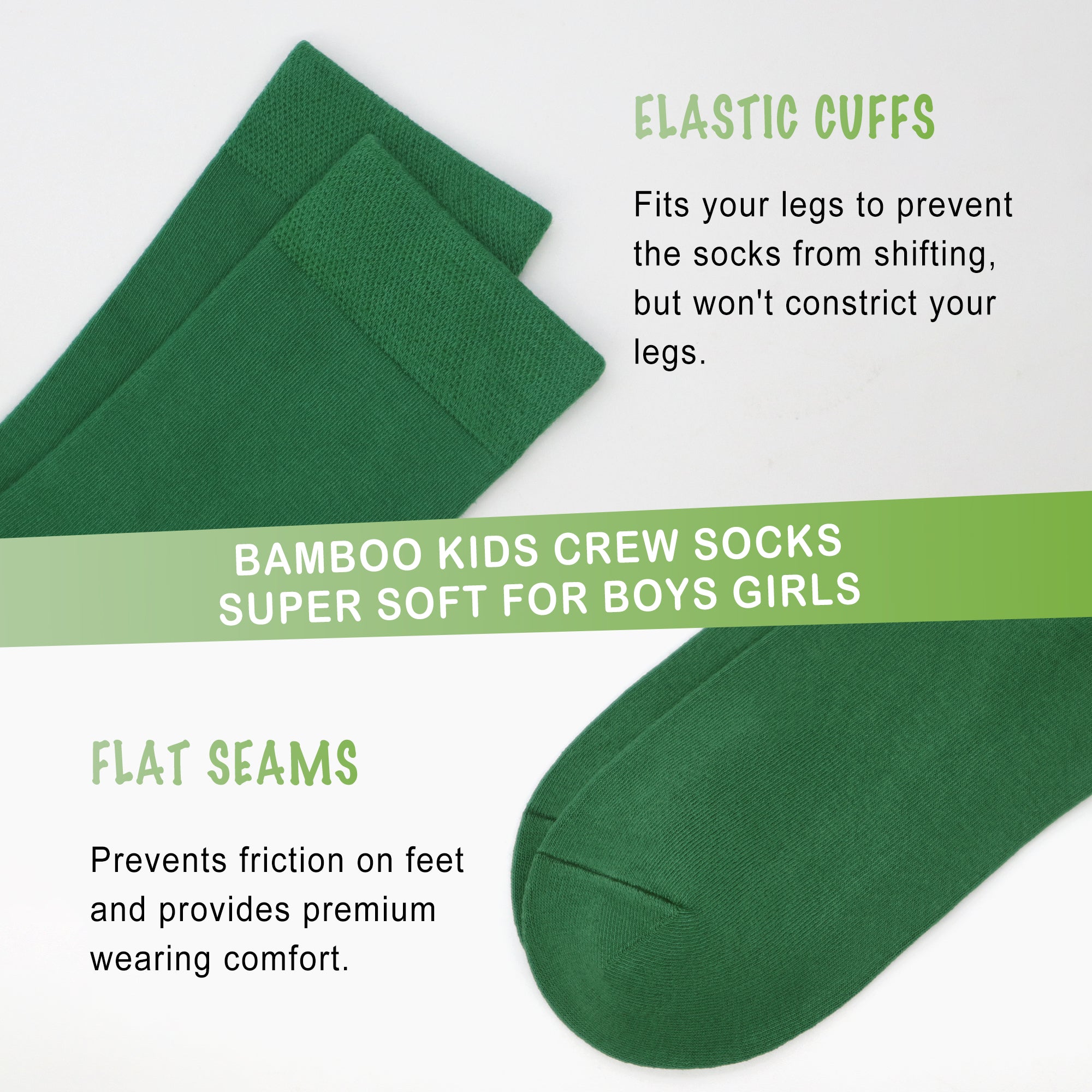 Bamboo Kids Crew Socks School Anti Odor Socks for Boys Girls Uniform Thin Flat Seam Socks 5 Pairs