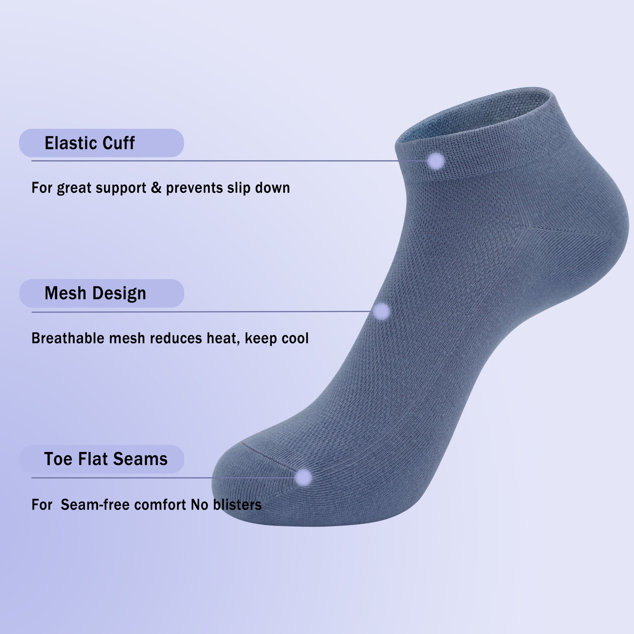 Women Mesh Ankle Socks Bamboo Summer Cool Socks Soft Ultra Thin Low Cut Sock 5 Pairs, 4-8/9-11