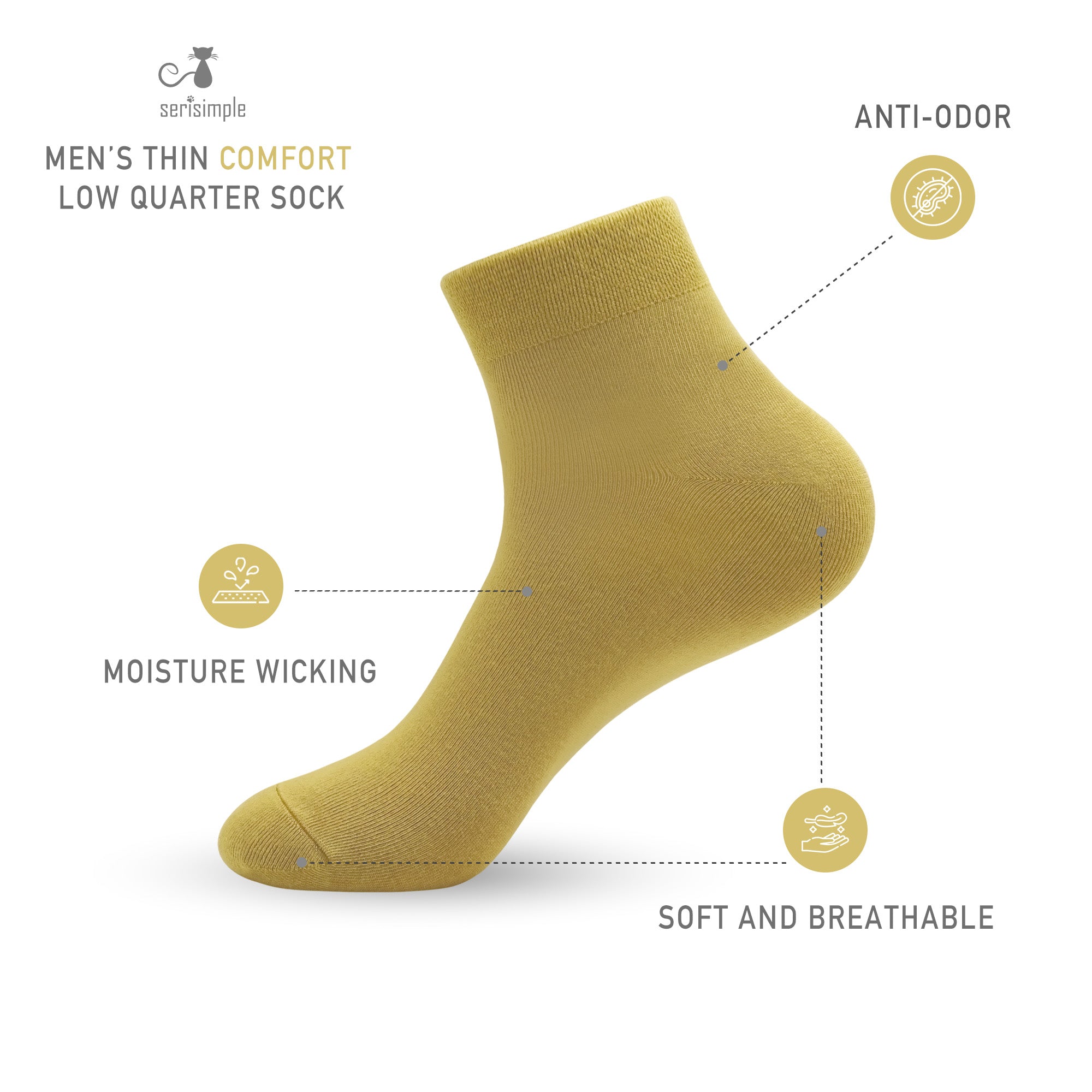 Bamboo Men sock Breathable Sock Low Quarter Thin Ankle Sock Comfort Cool soft Sock 5 Pairs