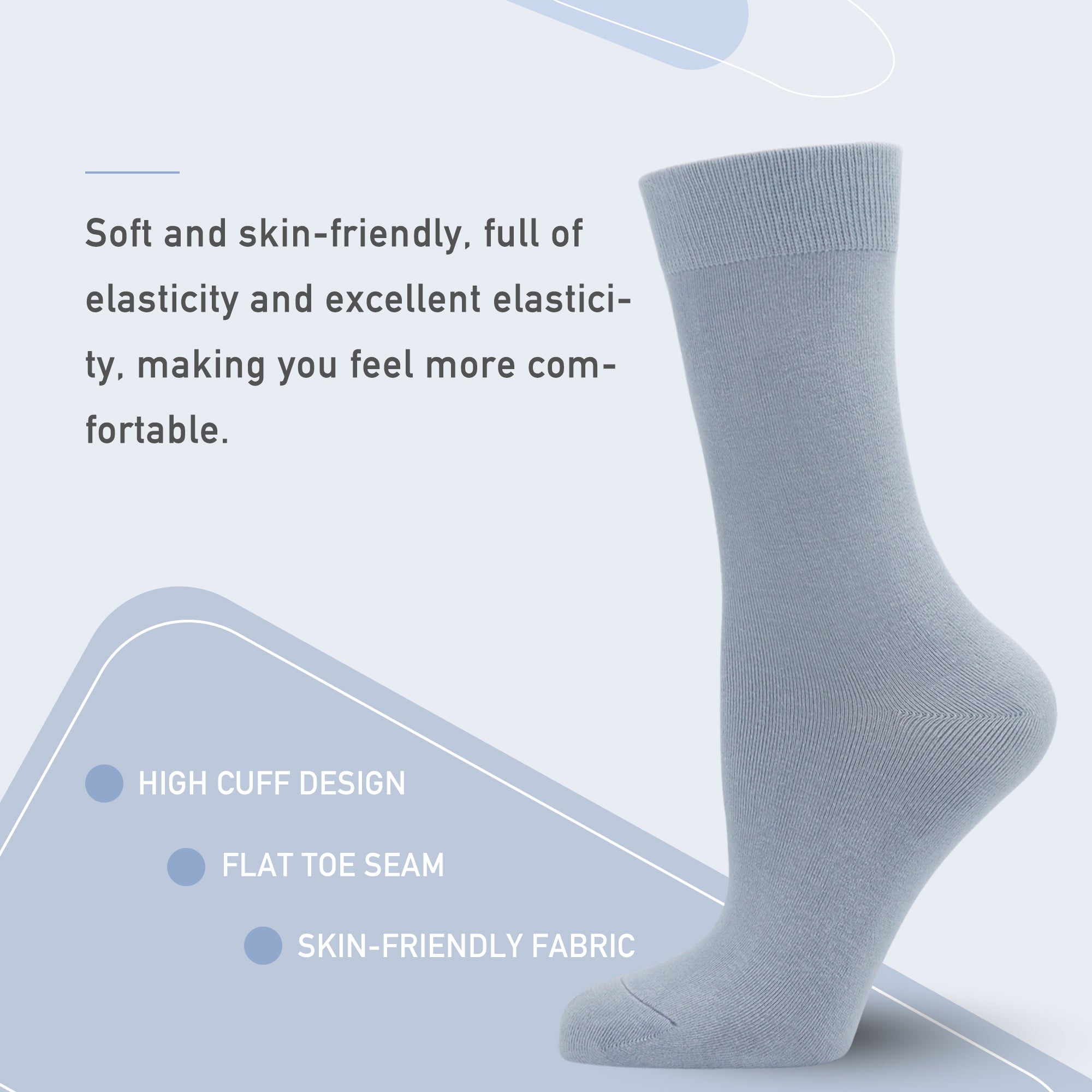 Women's Soft Thin Bamboo Crew Socks, Fit Stretchy Casual, Business, Dress Calf Sock 5 Pairs