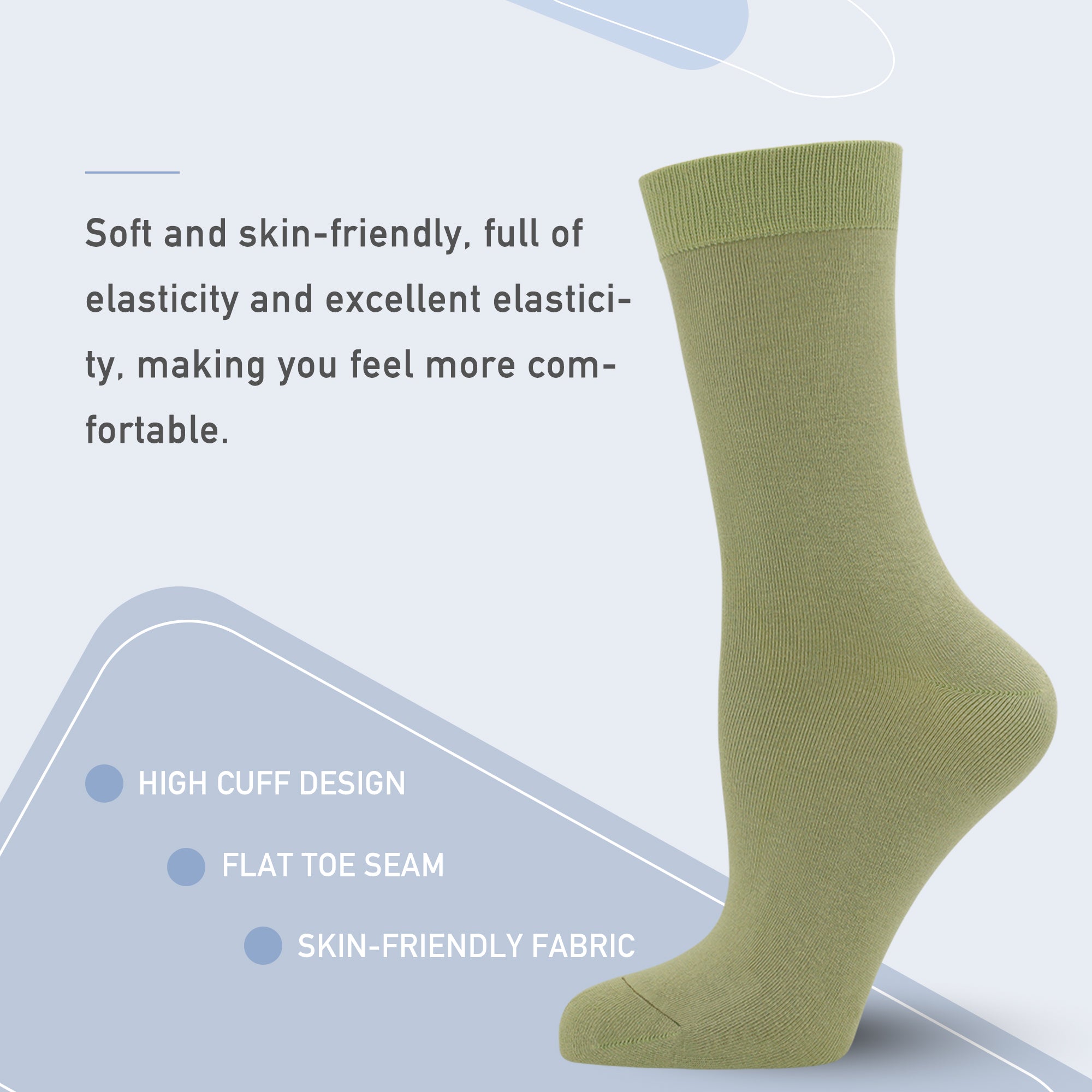 Women's Soft Thin Bamboo Crew Socks, Fit Stretchy Casual, Business, Dress Calf Sock 5 Pairs