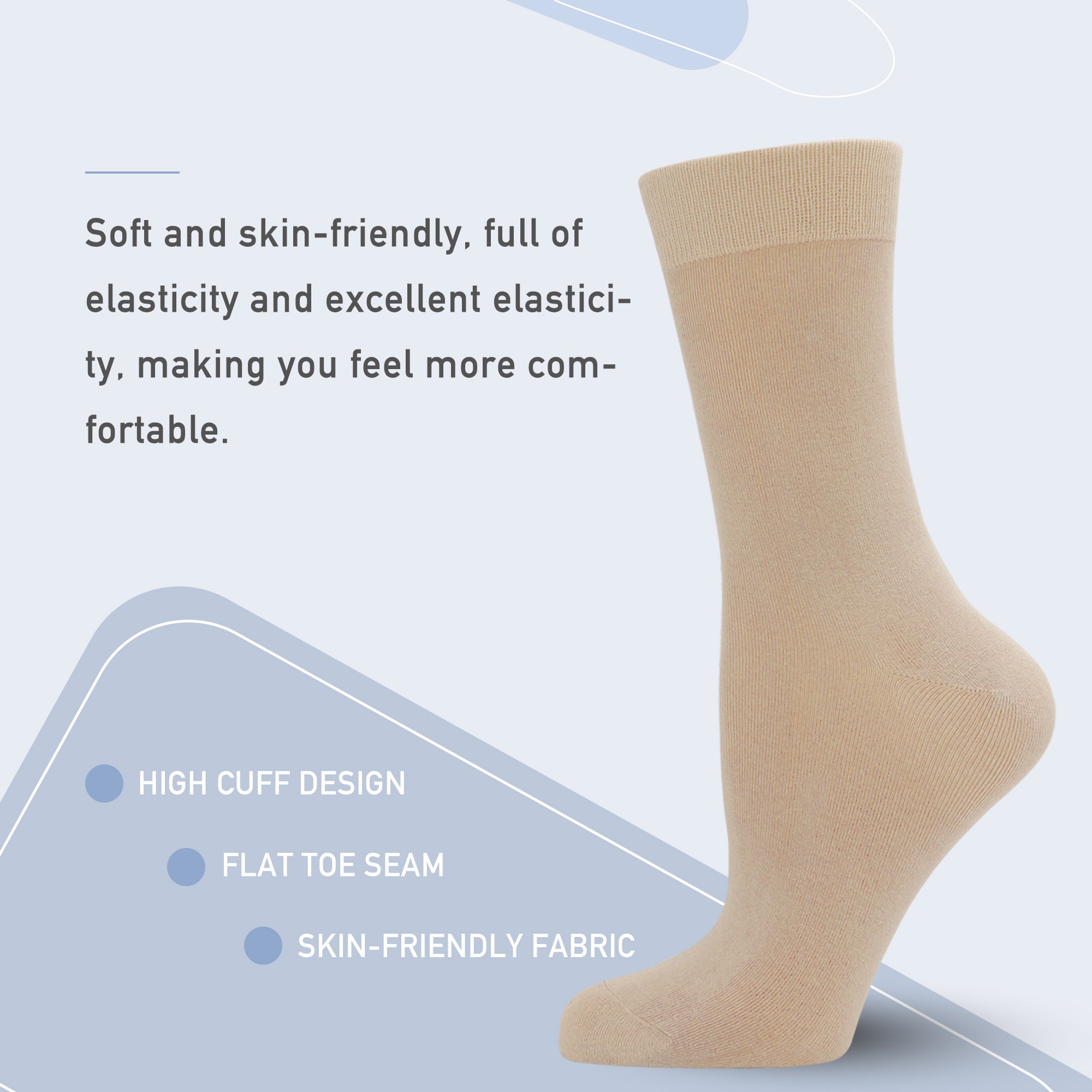Women's Soft Thin Bamboo Crew Socks, Fit Stretchy Casual, Business, Dress Calf Sock 5 Pairs