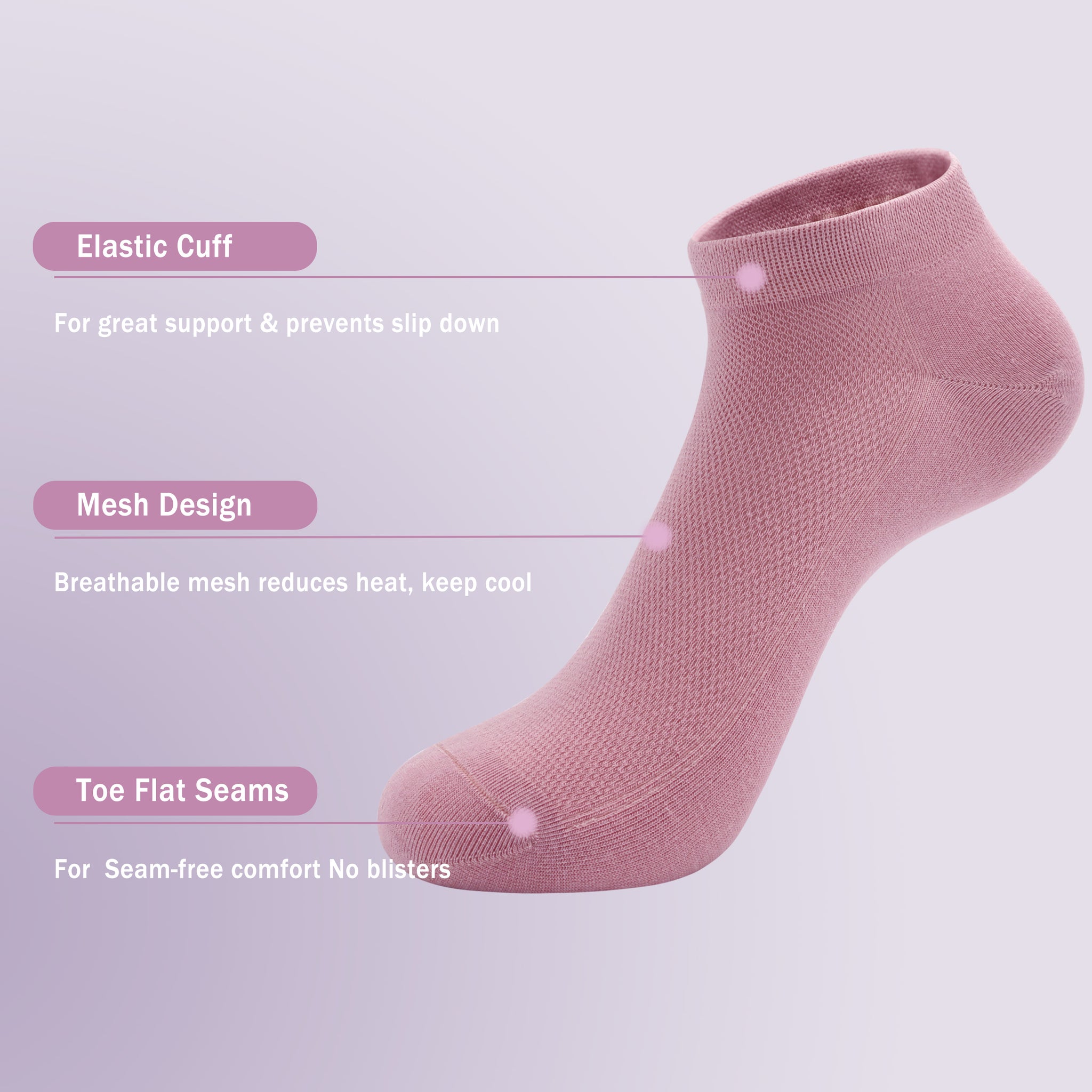 Women Mesh Ankle Socks Bamboo Summer Cool Socks Soft Ultra Thin Low Cut Sock 5 Pairs, 4-8/9-11