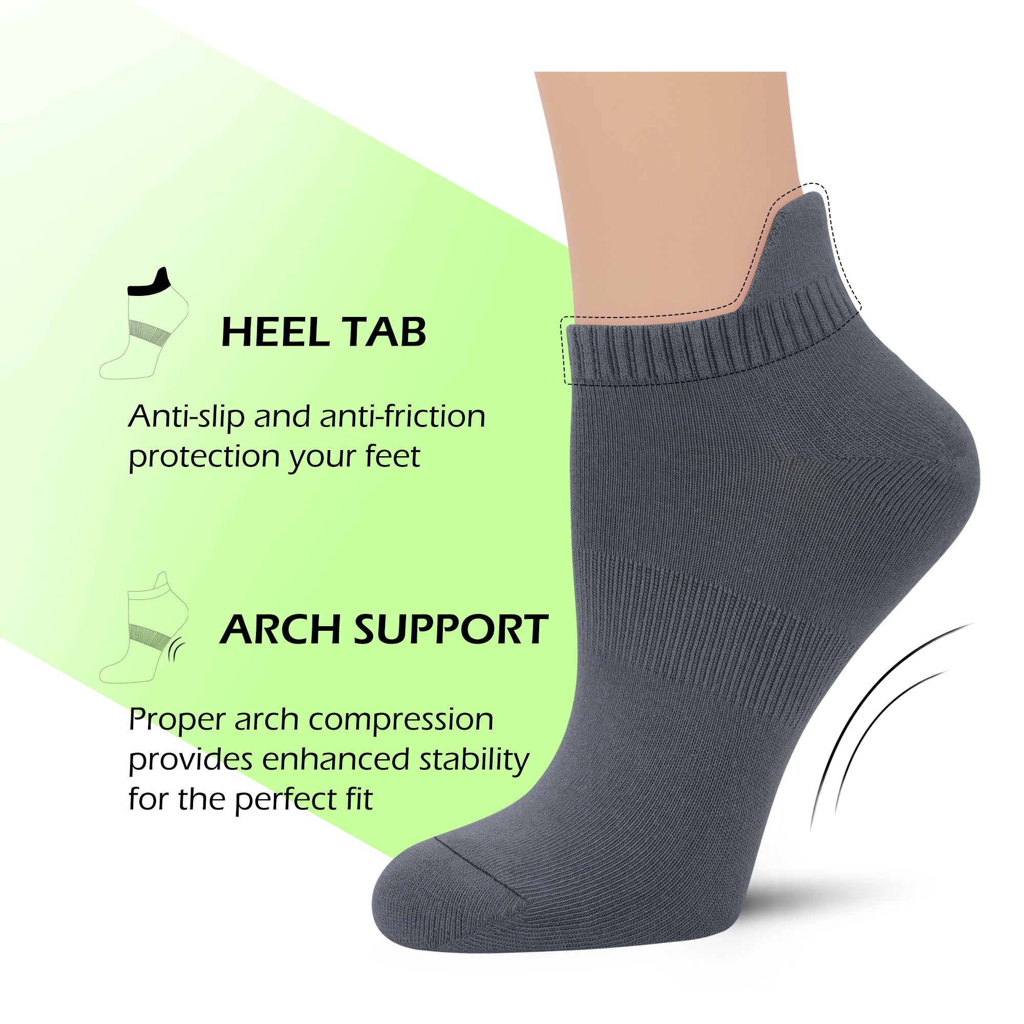 Viscose Bamboo No Show Sock Women Ankle Thin Low Cut Socks Arch Support Breathable Athletic Sock 5 Pairs