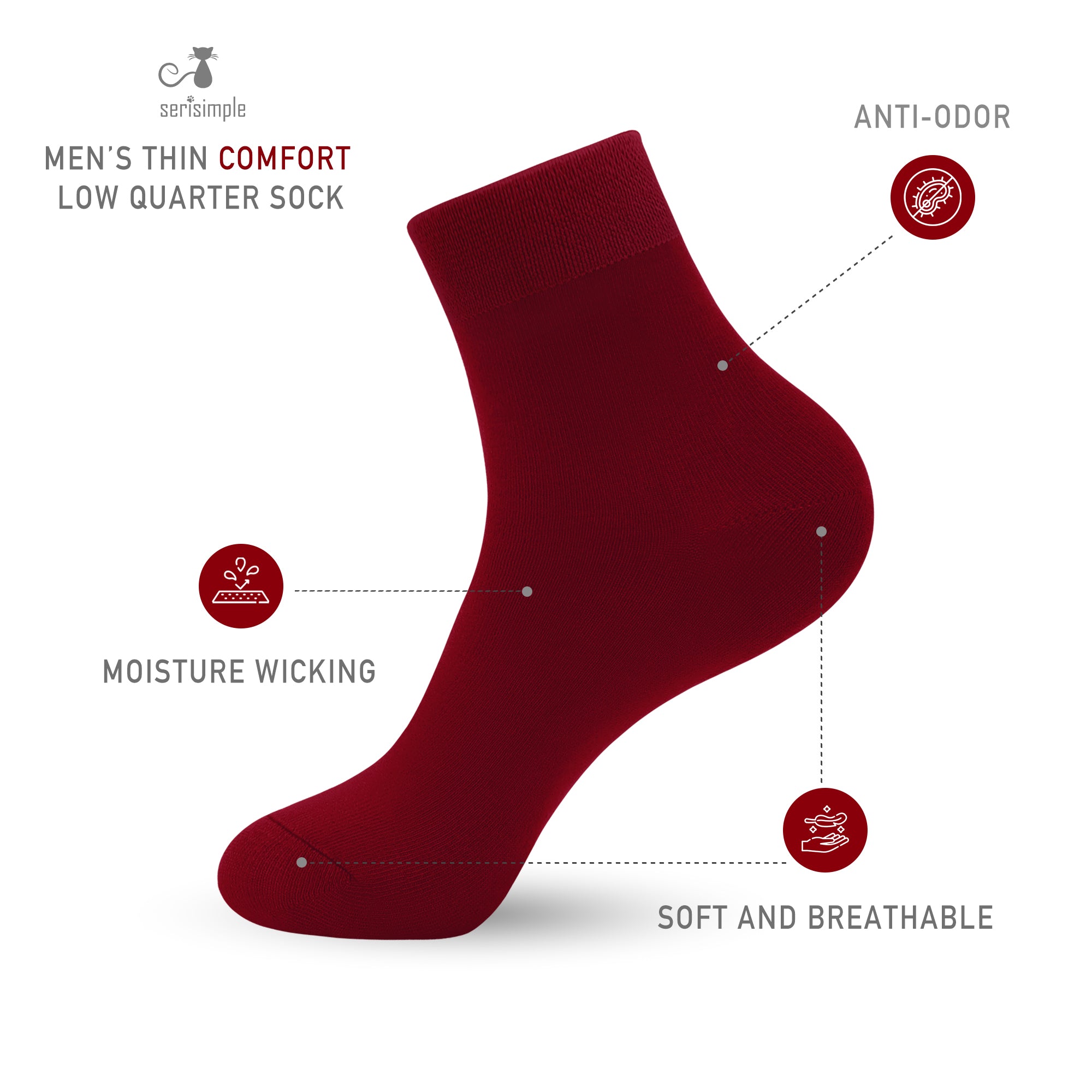 Bamboo Men sock Breathable Sock Low Quarter Thin Ankle Sock Comfort Cool soft Sock 5 Pairs