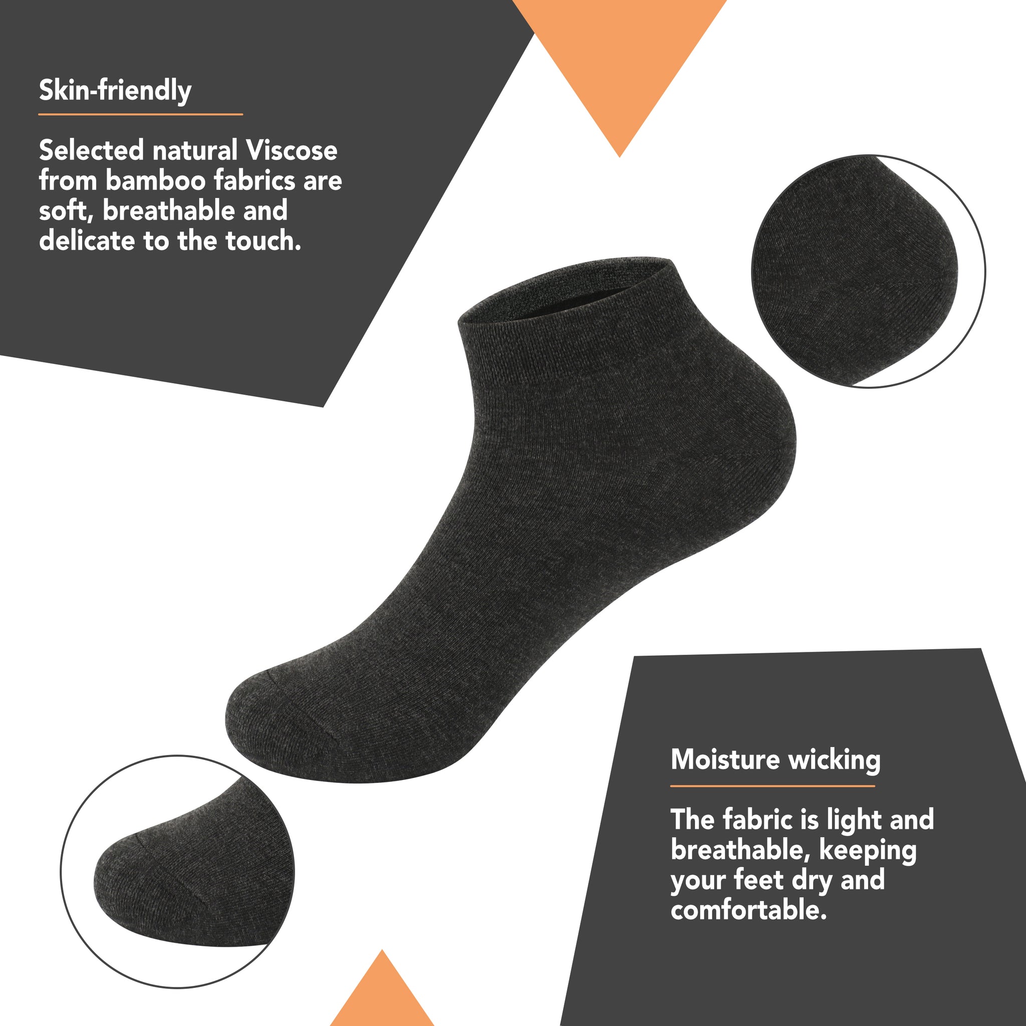 Bamboo School Socks Ankle Super Soft School Kids Socks Stretch Cuffs Athletic Socks Odor Resistant Anti-odor 5 Pairs