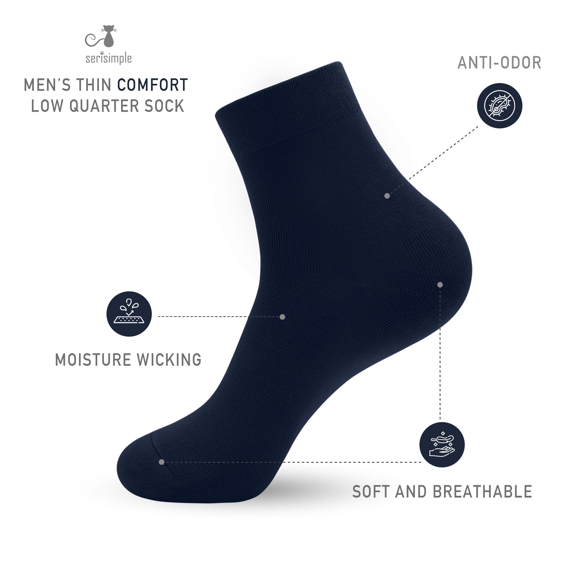 Bamboo Men sock Breathable Sock Low Quarter Thin Ankle Sock Comfort Cool soft Sock 5 Pairs