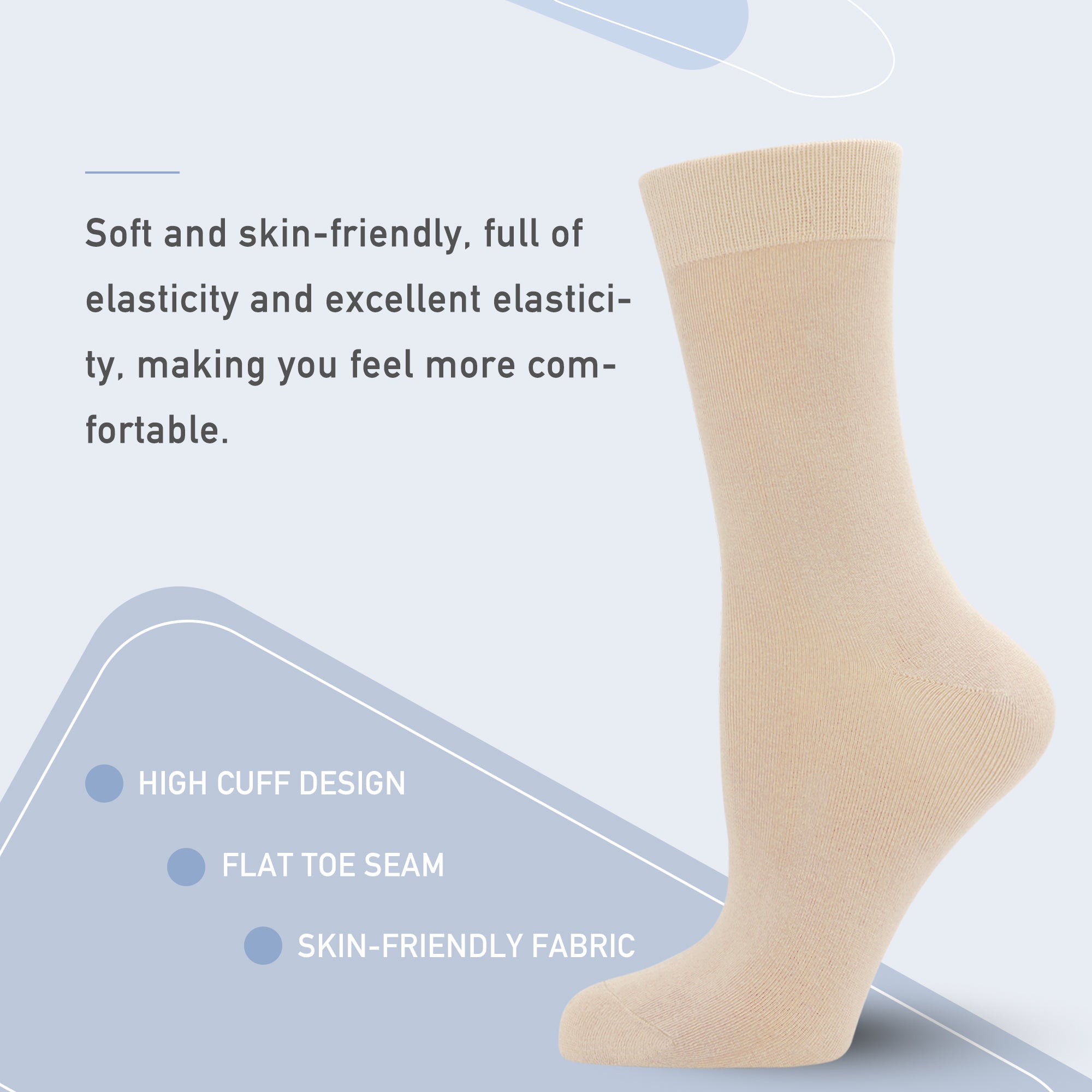 Women's Soft Thin Bamboo Crew Socks, Fit Stretchy Casual, Business, Dress Calf Sock 5 Pairs