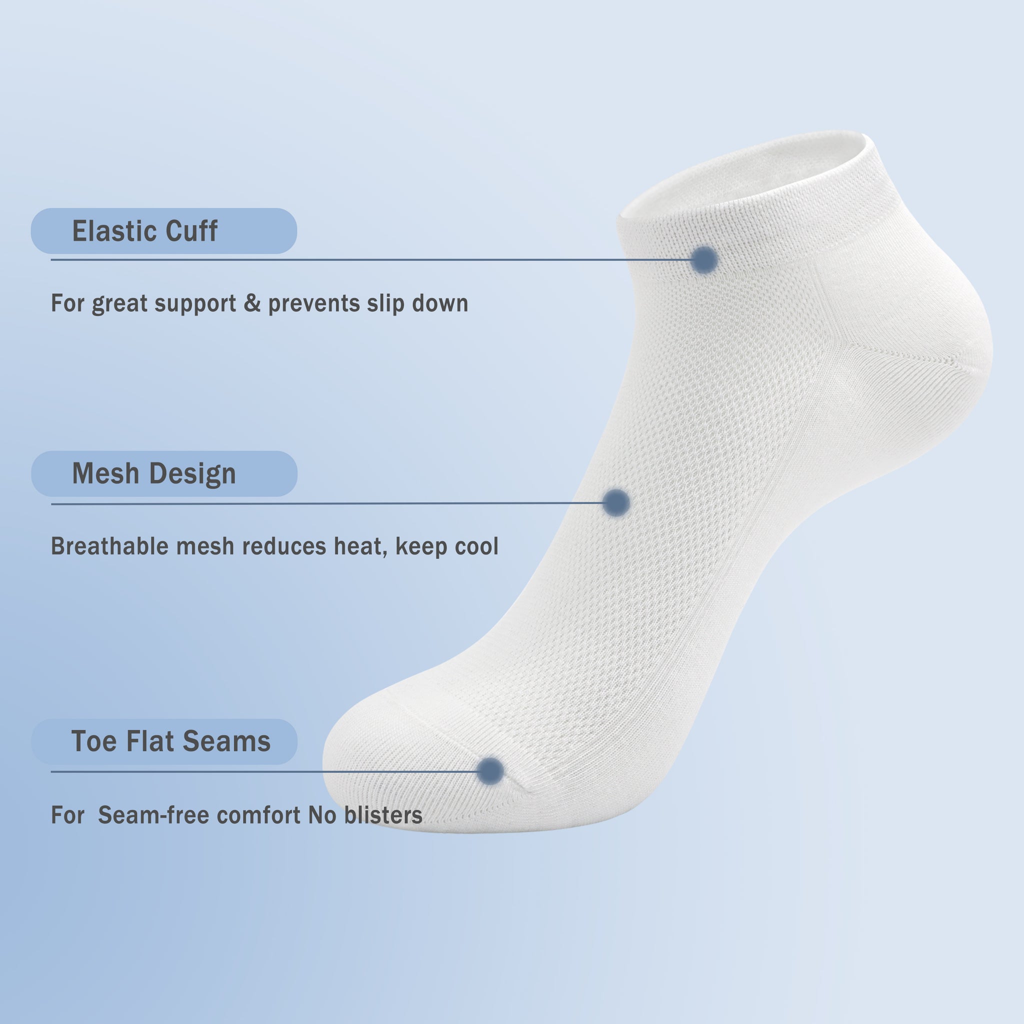 Women Mesh Ankle Socks Bamboo Summer Cool Socks Soft Ultra Thin Low Cut Sock 5 Pairs, 4-8/9-11