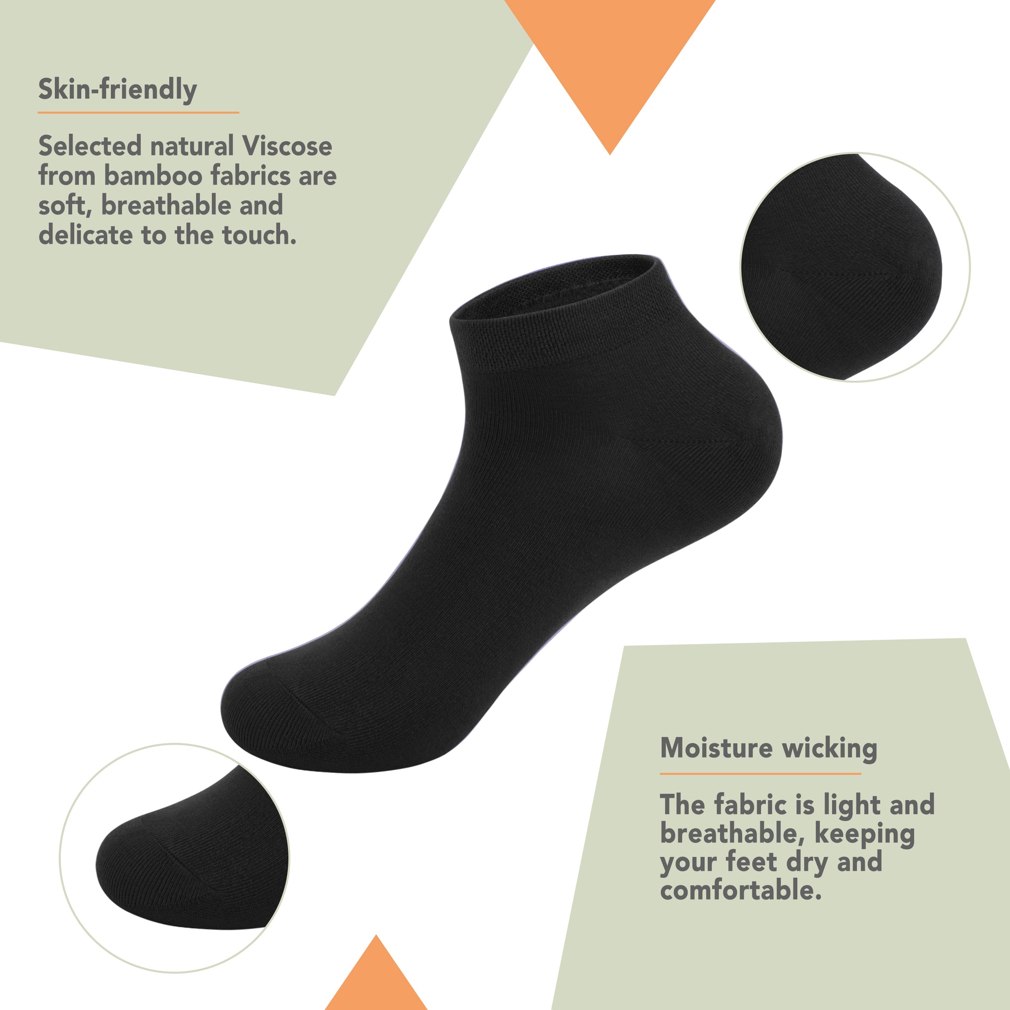 Bamboo School Socks Ankle Super Soft School Kids Socks Stretch Cuffs Athletic Socks Odor Resistant Anti-odor 5 Pairs